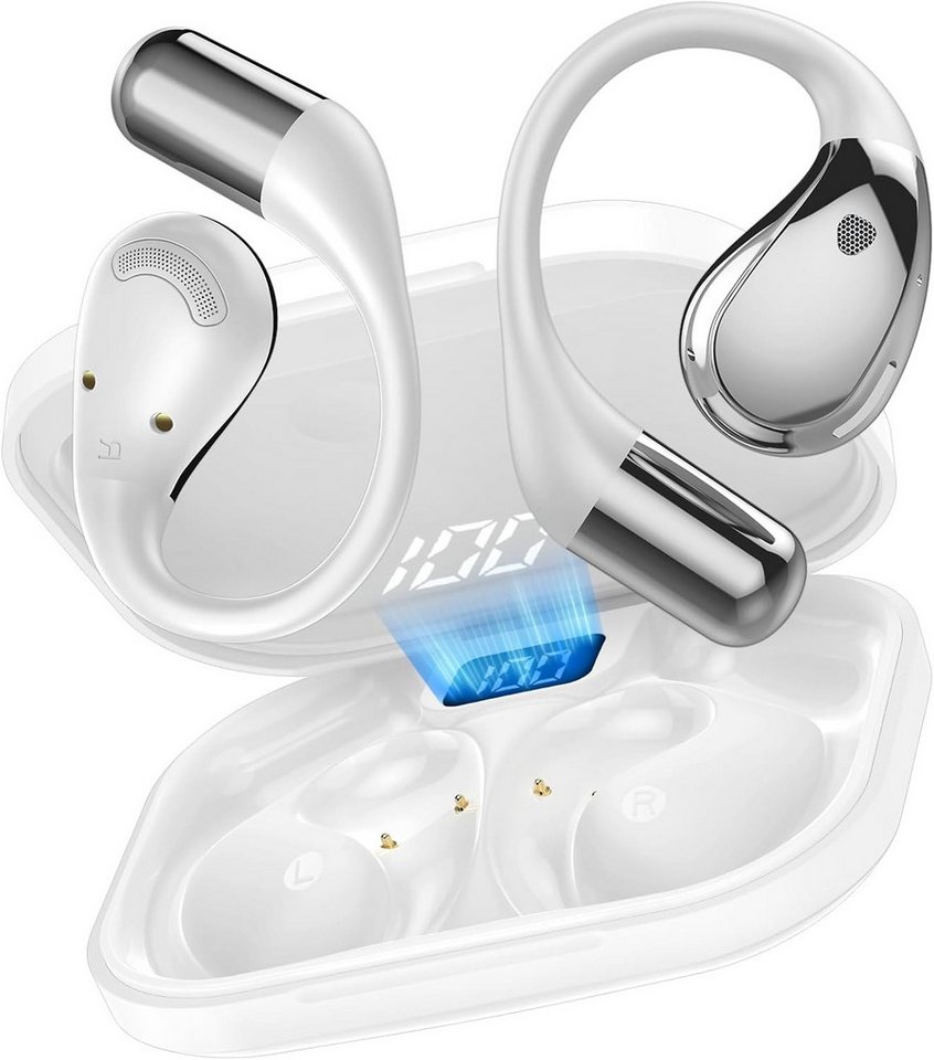 Forrlite 2026 Neue Open Ear Kopfhörer, In Ear Kopfhörer Bluetooth 6.0 Open-Ear-Kopfhörer (60H Spielzeit, IPX7 wasserdichte Bluetooth Open-Ear Sport Kopfhörer, Kopfhörer Kabellos Bluetooth HiFi Stereo mit Ohrhaken, ENC Noise Cancelling, HD-Mikrofon, kraftv