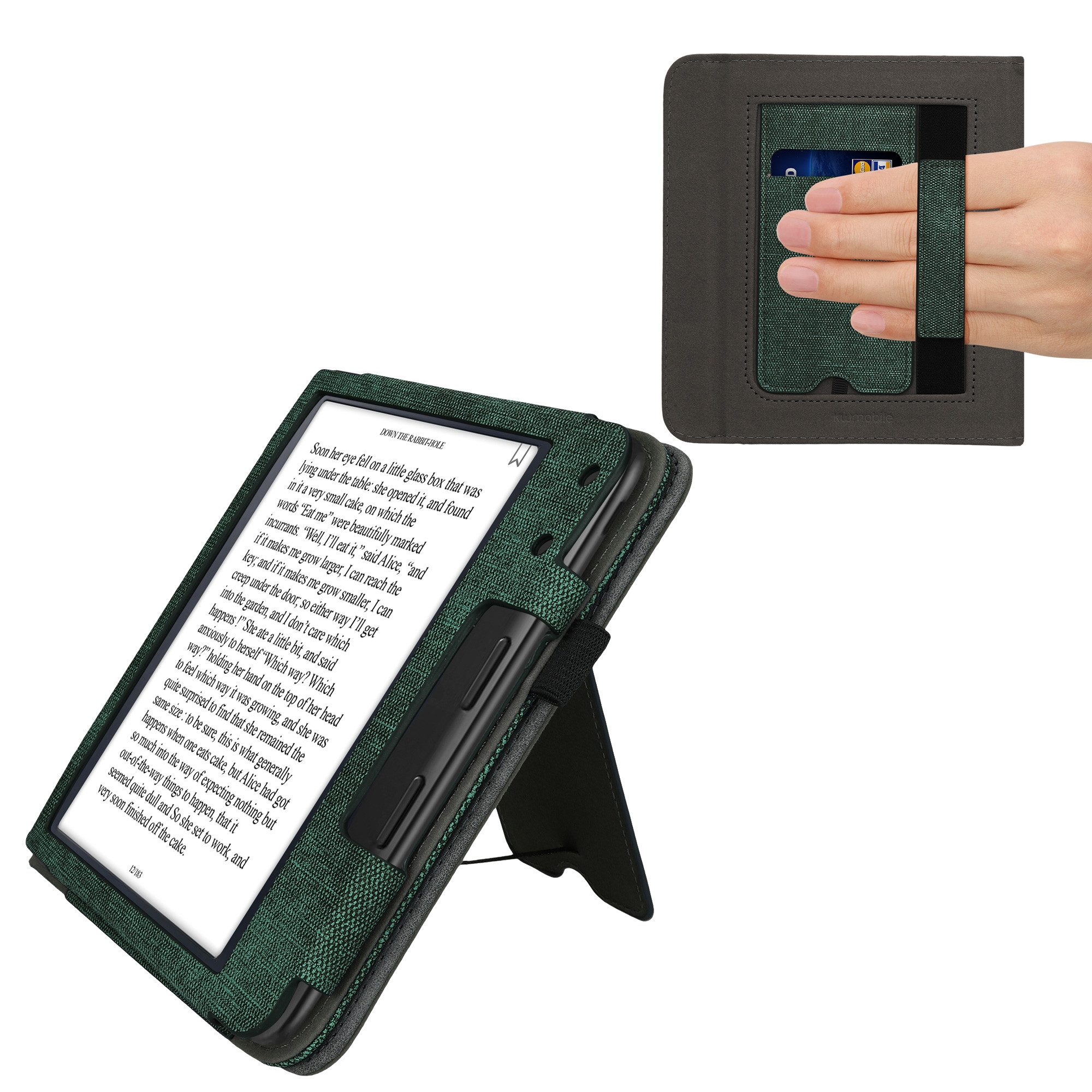 kwmobile E-Reader-Hülle Flip Schutzhülle für Kobo Kobo Libra Colour / Tolino Vision Color, Handschlaufe - Cover Wildleder-Optik