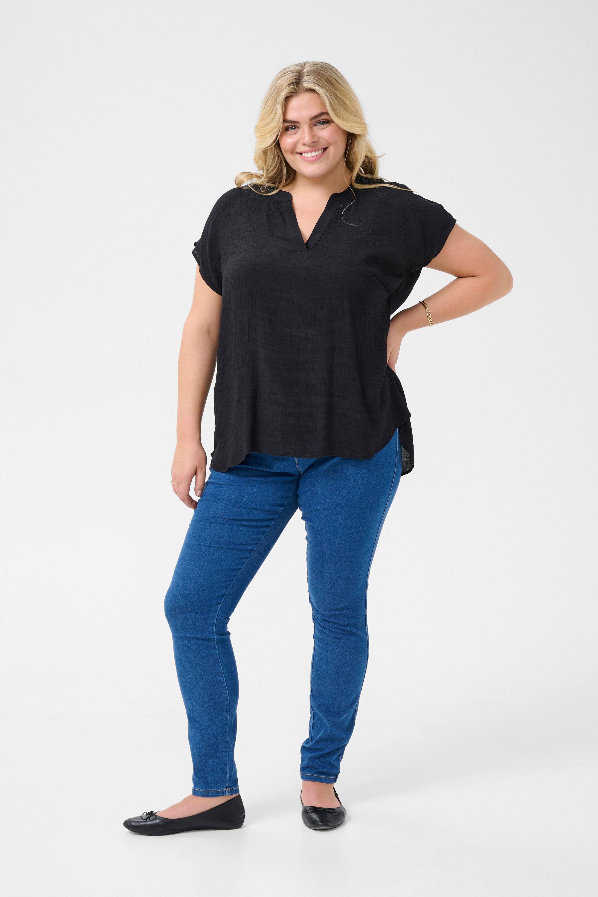 KAFFE Curve Kurzarmbluse Kurzarm-Bluse KCalia Große Größen günstig online kaufen