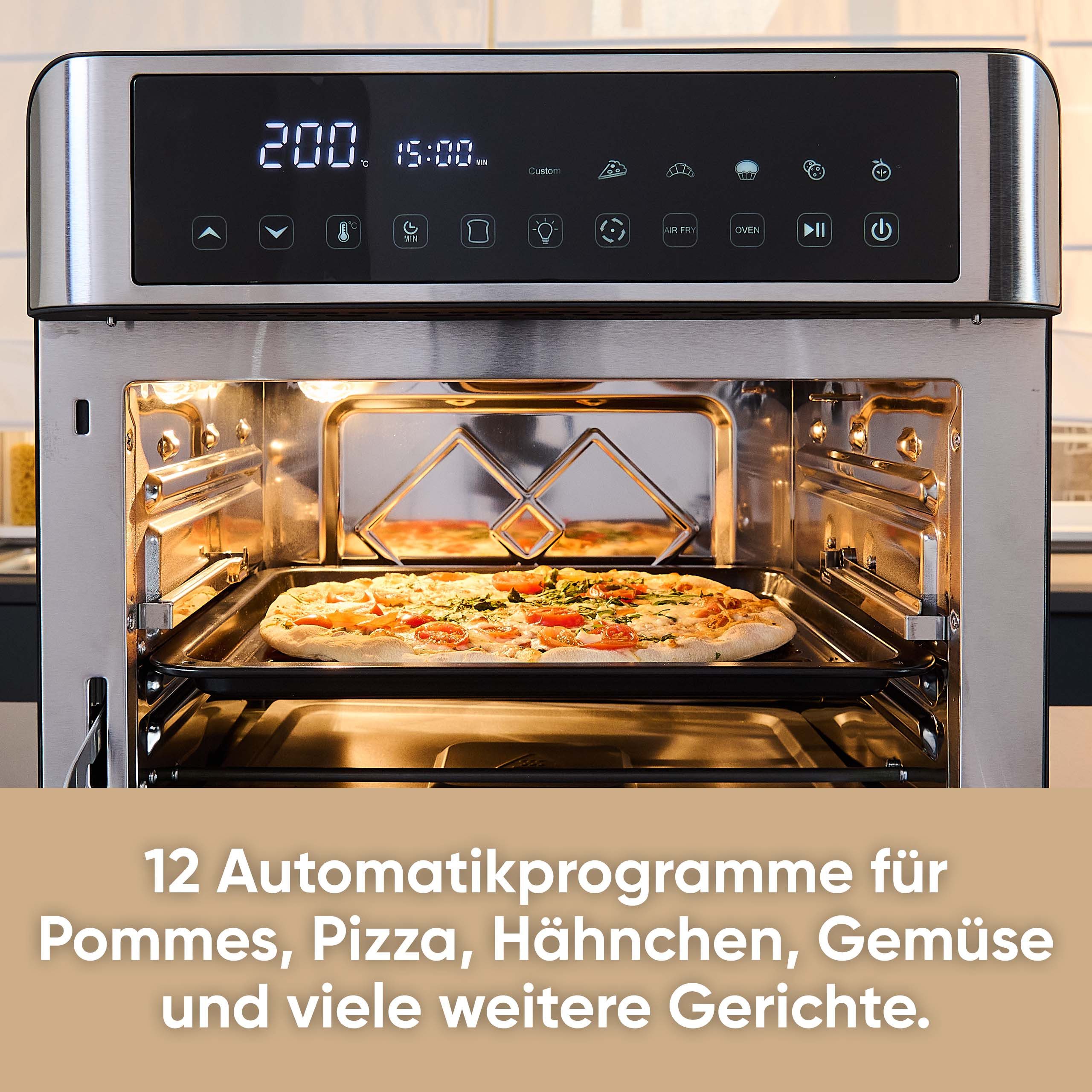 Severin Minibackofen TO 9579, 2-in-1 Backofen & Air Fryer, 25 l Garraum, 12 Automatikprogramme, kein