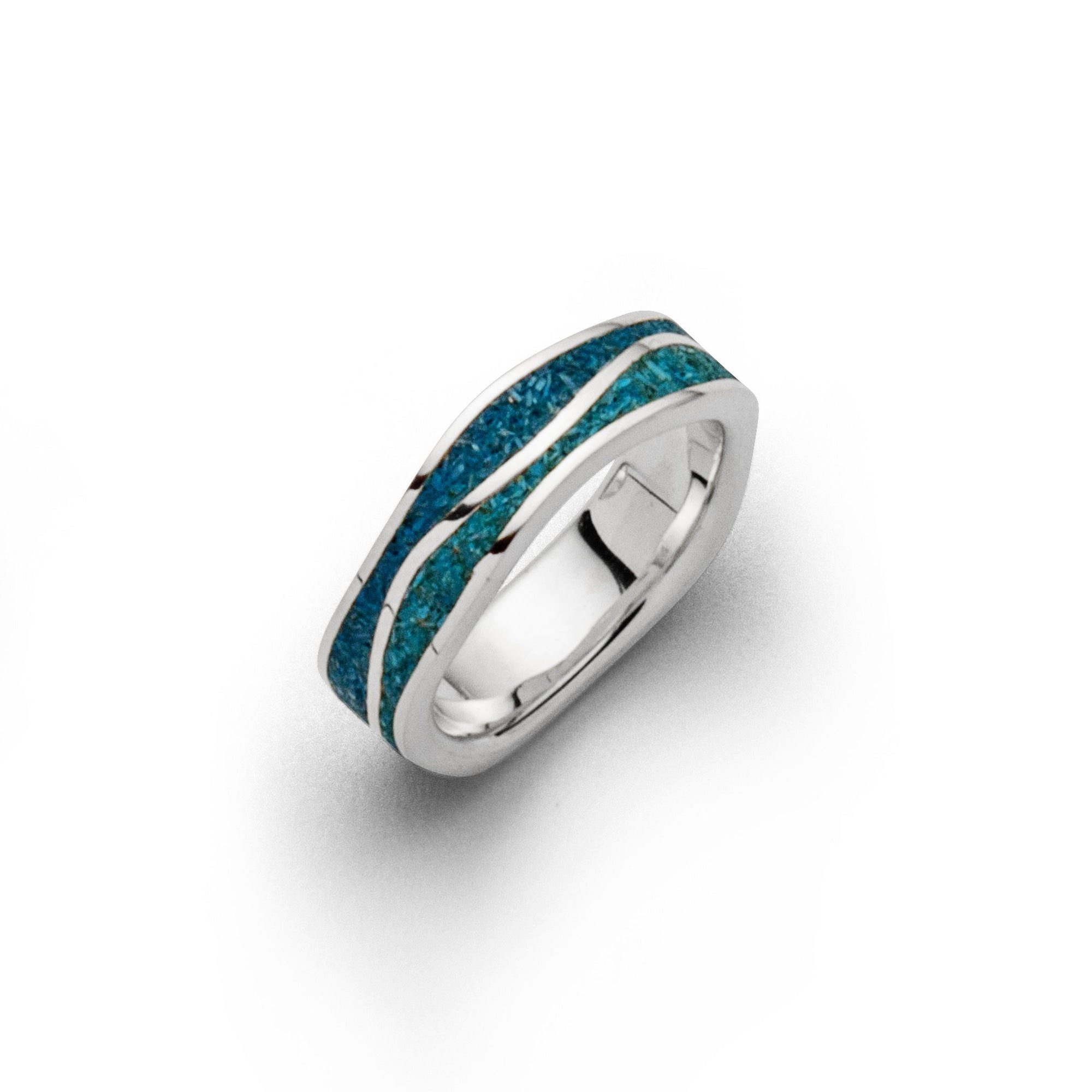 DUR Fingerring DUR Schmuck: Ring "Meeresblau schmal" mit Steinsand R5104