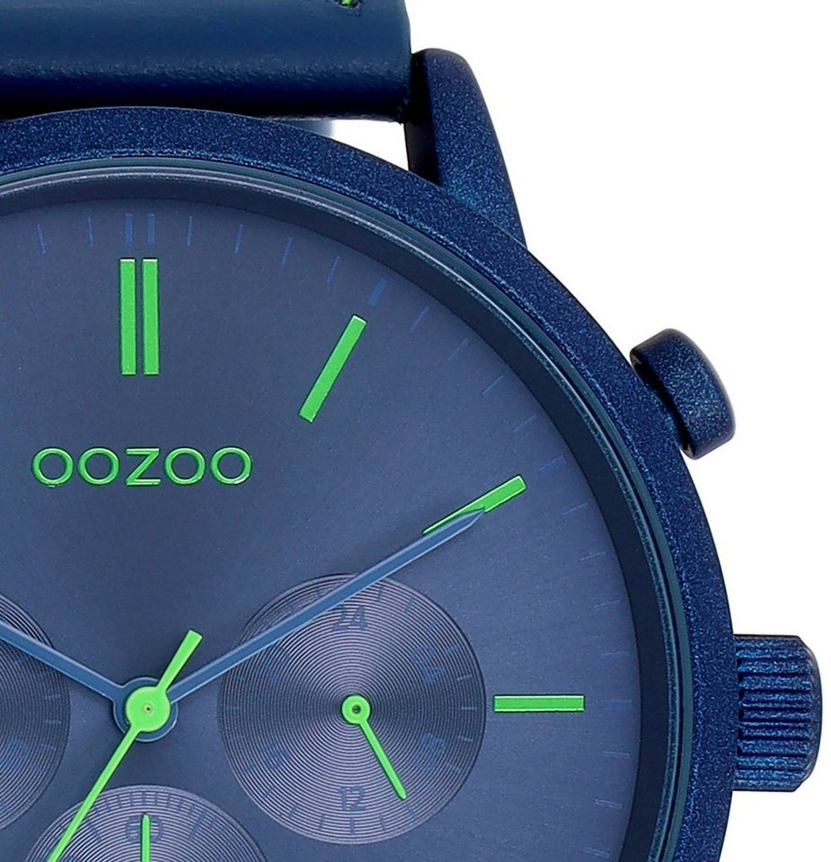 OOZOO Quarzuhr C11205, Gehäuse aus Metall, blau IP-beschichet, Ø ca. 50 mm