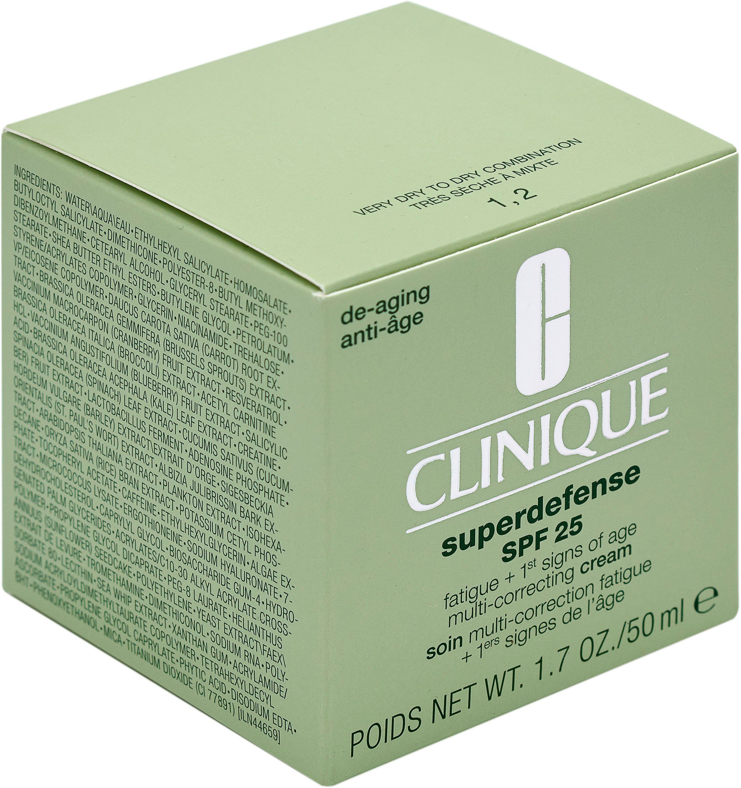CLINIQUE Tagescreme SUPERDEFENSE CREAM SPF 25 SKIN TYPE 1/2, mit superleichter Textur