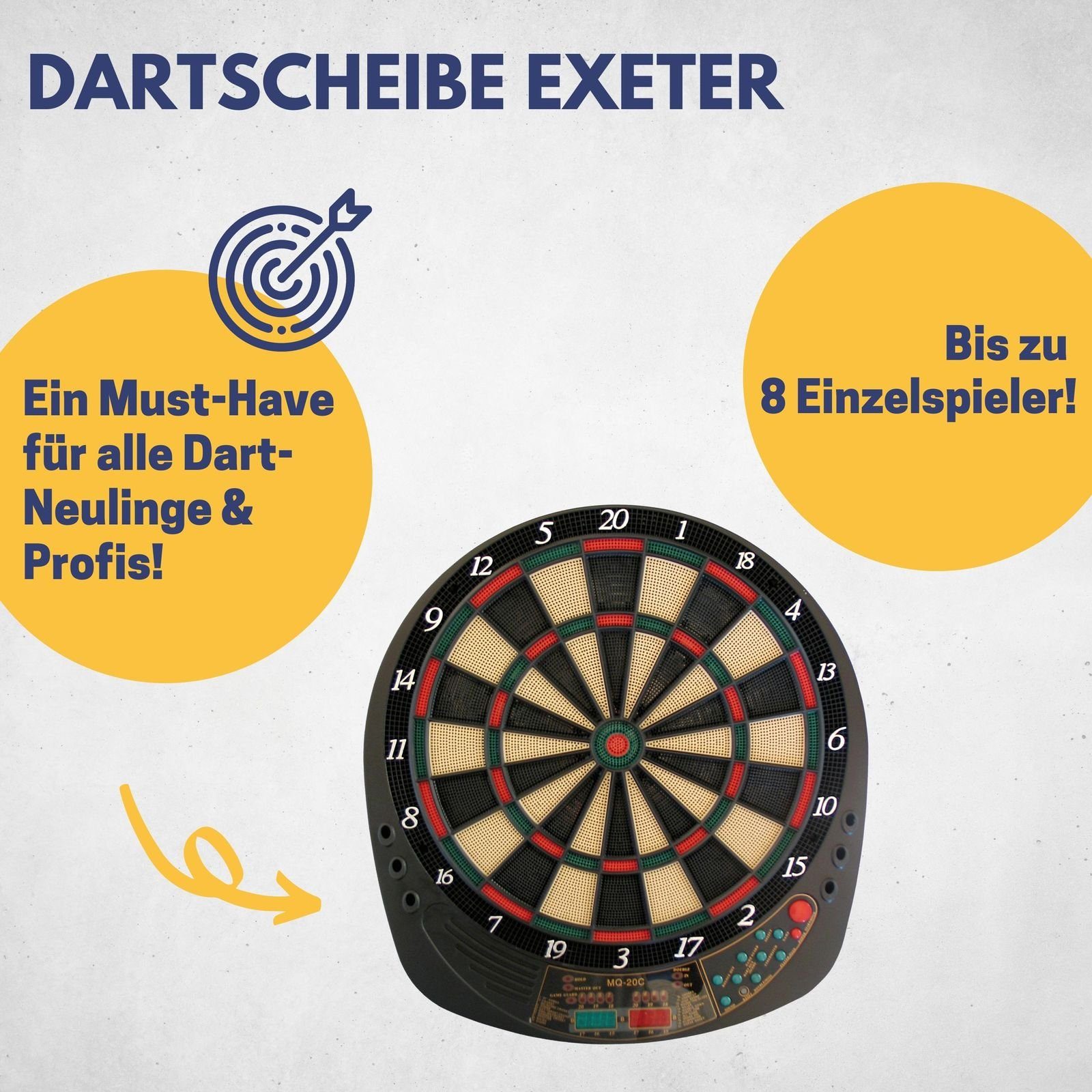 B Best Sporting Dartautomat Elektronische Dartscheibe Exeter (set, mit dartpfeile), E-Dartscheibe mit 12 Dartpfeilen & Ersatzspitzen