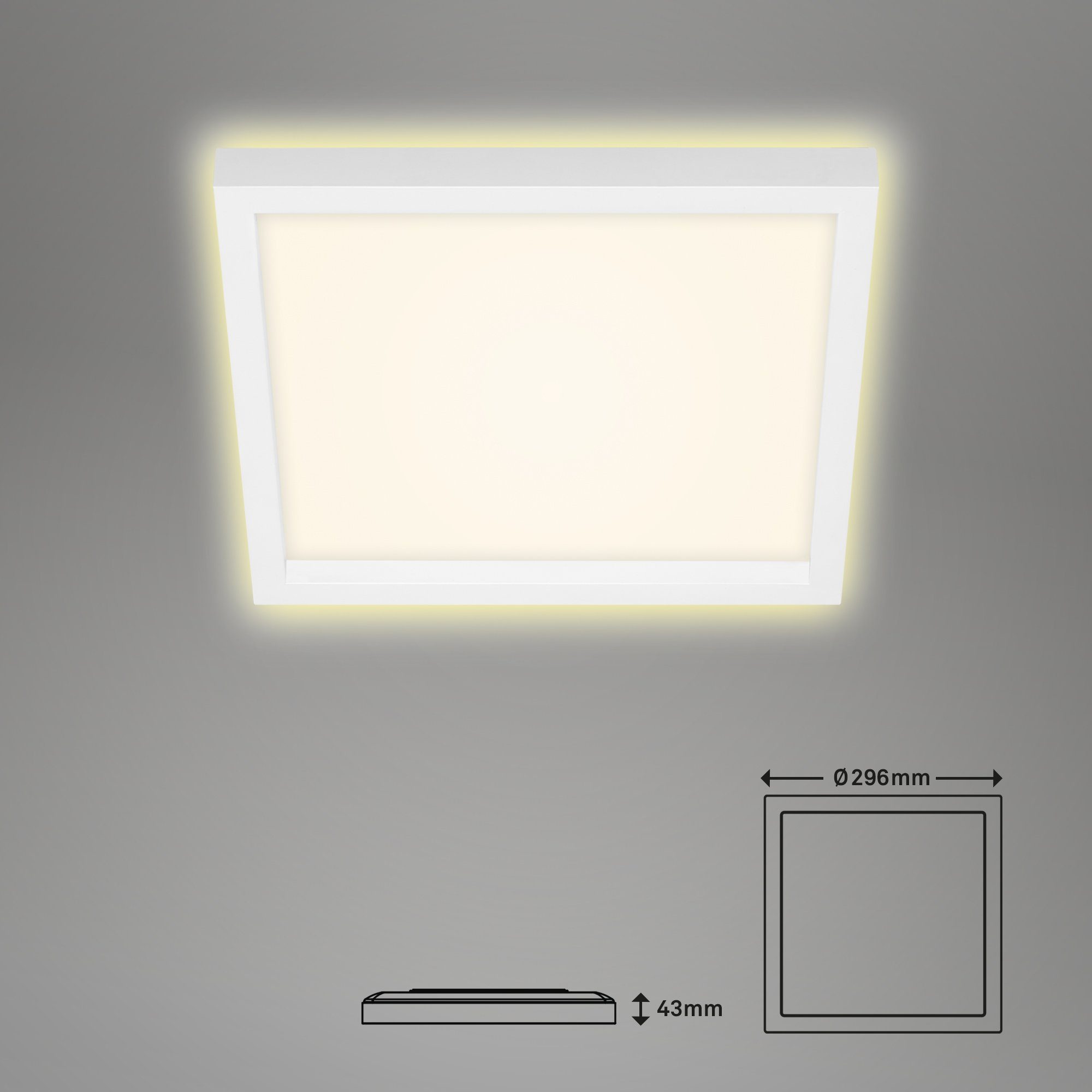 Briloner Leuchten LED Deckenlampe 18W 29,3cm Warmweiß, Deckenleuchte Hintergrundlicht fest LED 7362-016, verbaut, 3000K