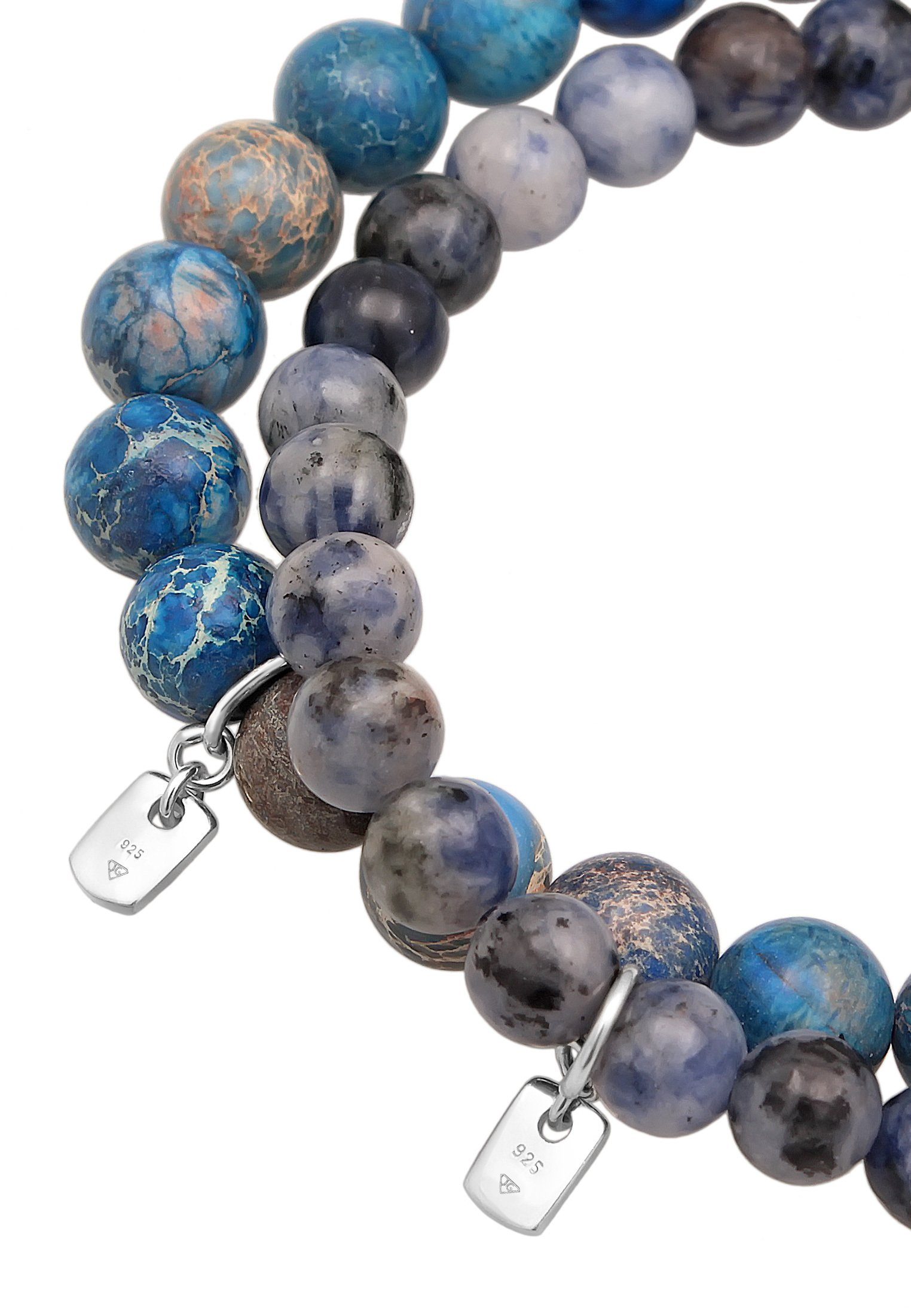 Kuzzoi Bead-Armband-Set Set in Kugel Silber, Beads Perlen Achat Edelstein 925 aus