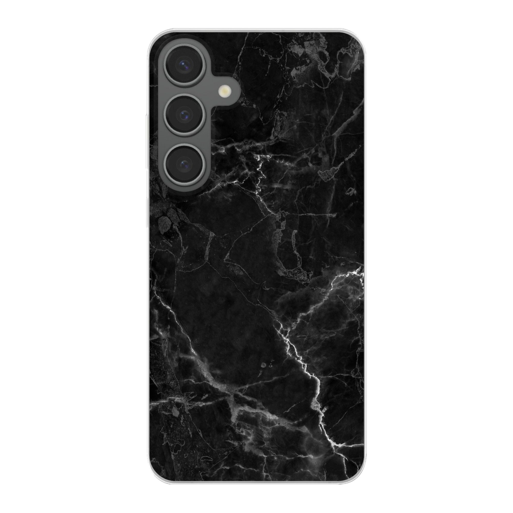 MuchoWow Handyhülle für Samsung Galaxy S24 Plus Marmor - Schwarz - Weiß - Textur - Marmoro, Phone Case, Silikon, Schutzhülle Dünn