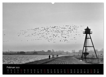 CALVENDO Wandkalender Ost-Friesische Schwarz-Weiß-Ansichten (Premium, hochwertiger DIN A2 Wandkalender 2023, Kunstdruck in Hochglanz)