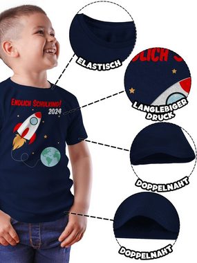 Shirtracer T-Shirt Endlich Schulkind Rakete 2024 Einschulung Junge Schulanfang Geschenke