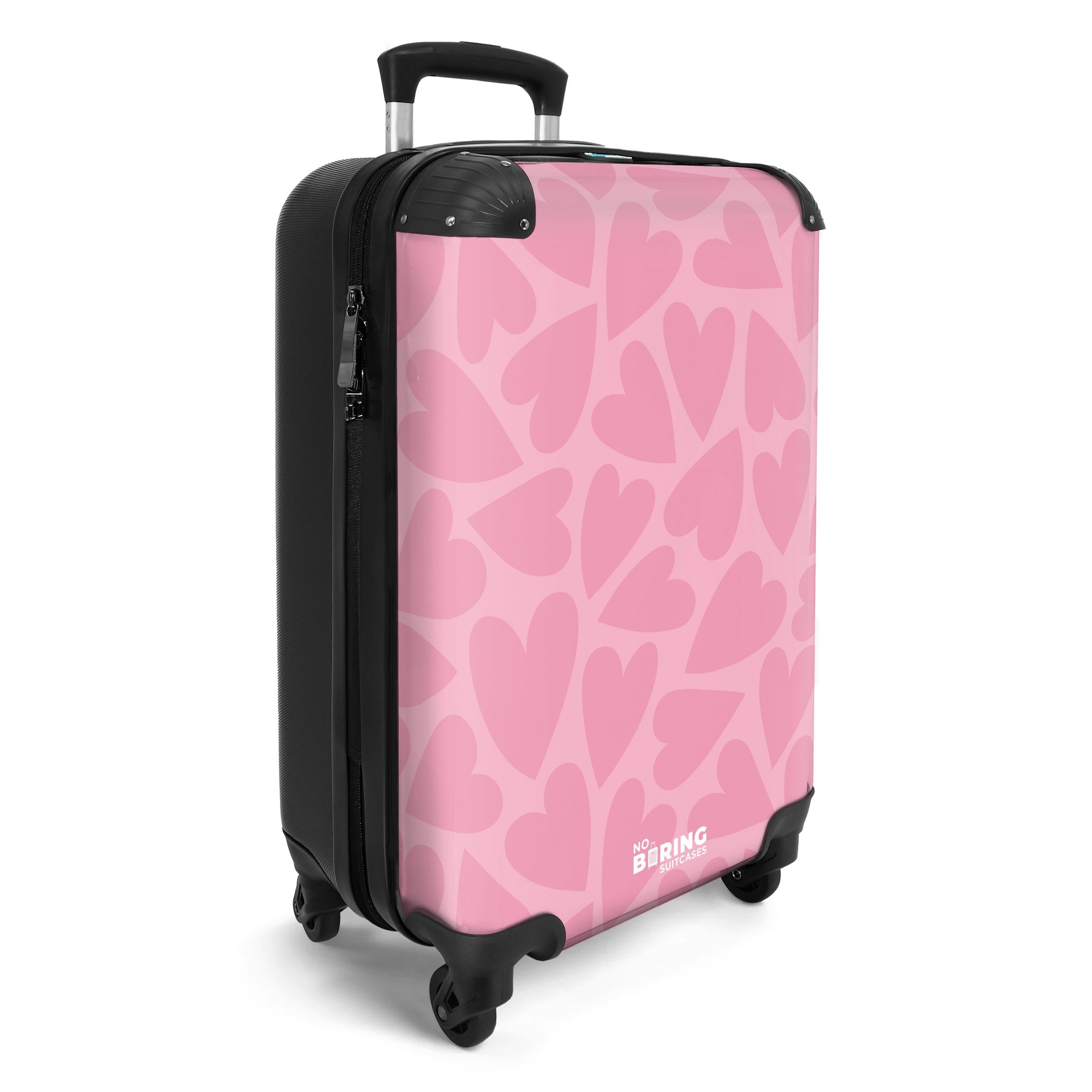 NoBoringSuitcases.com© Kinderkoffer Rosa Herzen Muster 55x35x20cm, Handgepäck-Koffer, Kinderkoffer, Reisekoffer Mädchen – Bild 2 von 5