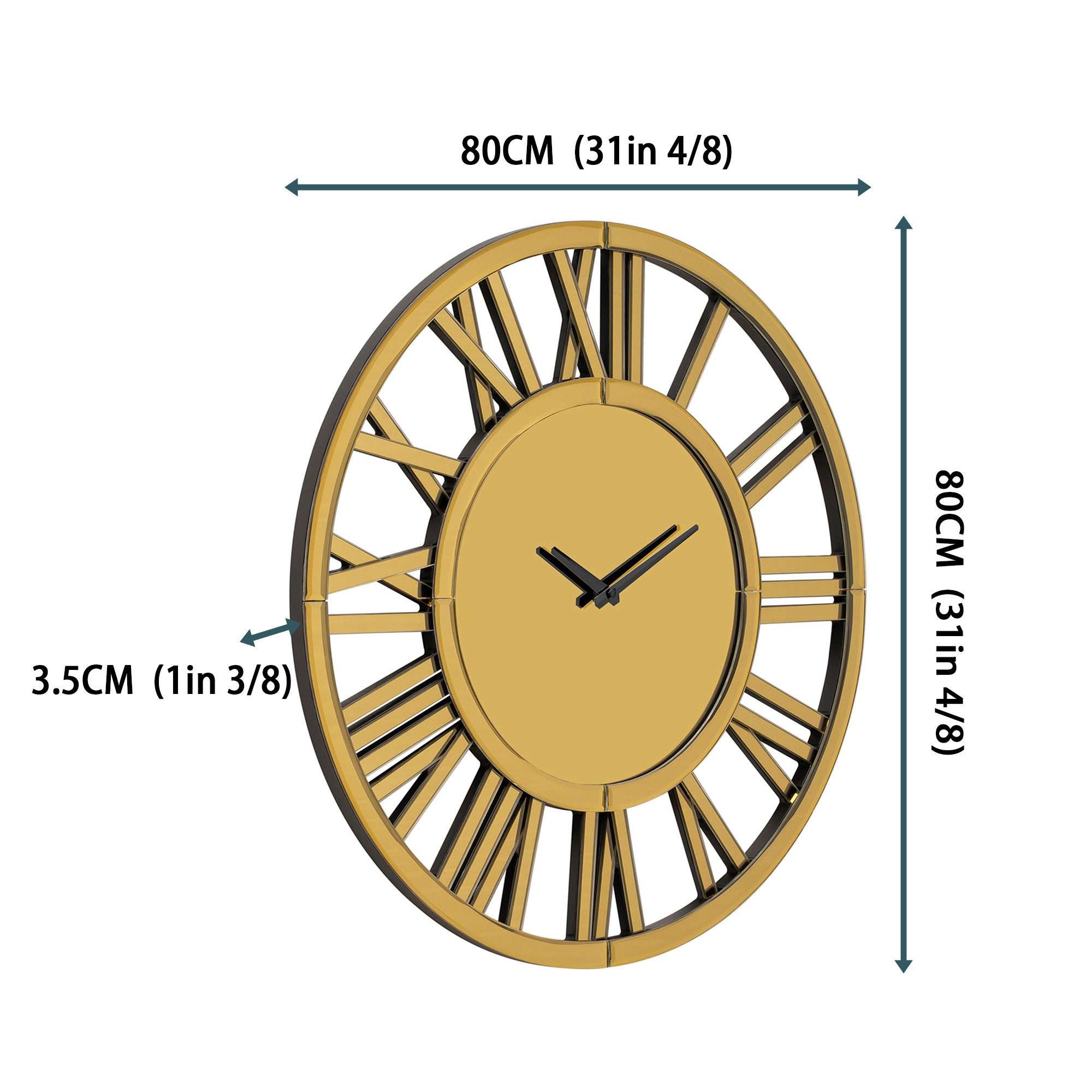 Yorbay Wanduhr Runde Spiegel-Wanduhr mit Romischen günstig online kaufen