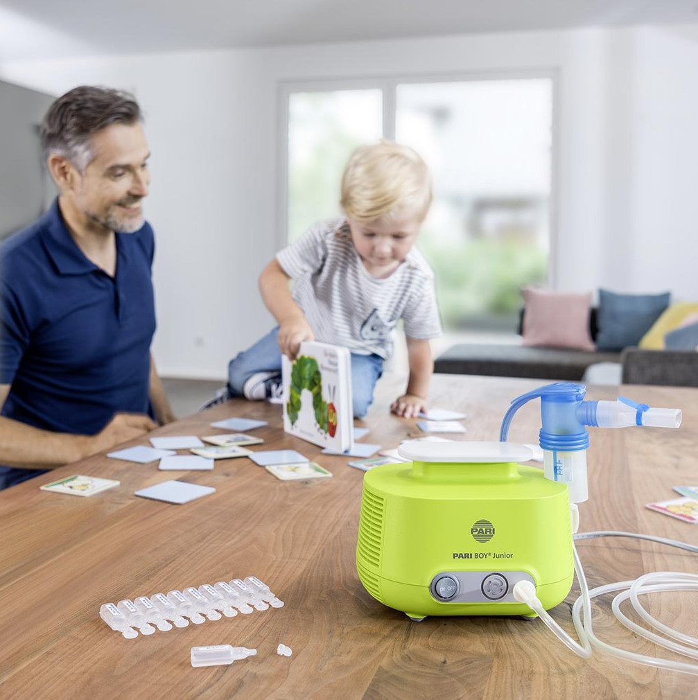 DocMed Inhalationsgerät PARI BOY Junior (Typ 130) Inhalationsgerät, Inhalationsgerät Set 10-tlg., Atemtherapie für Kleinkinder, Einfache Handhabung, Medizinisch geprüfte Qualität: