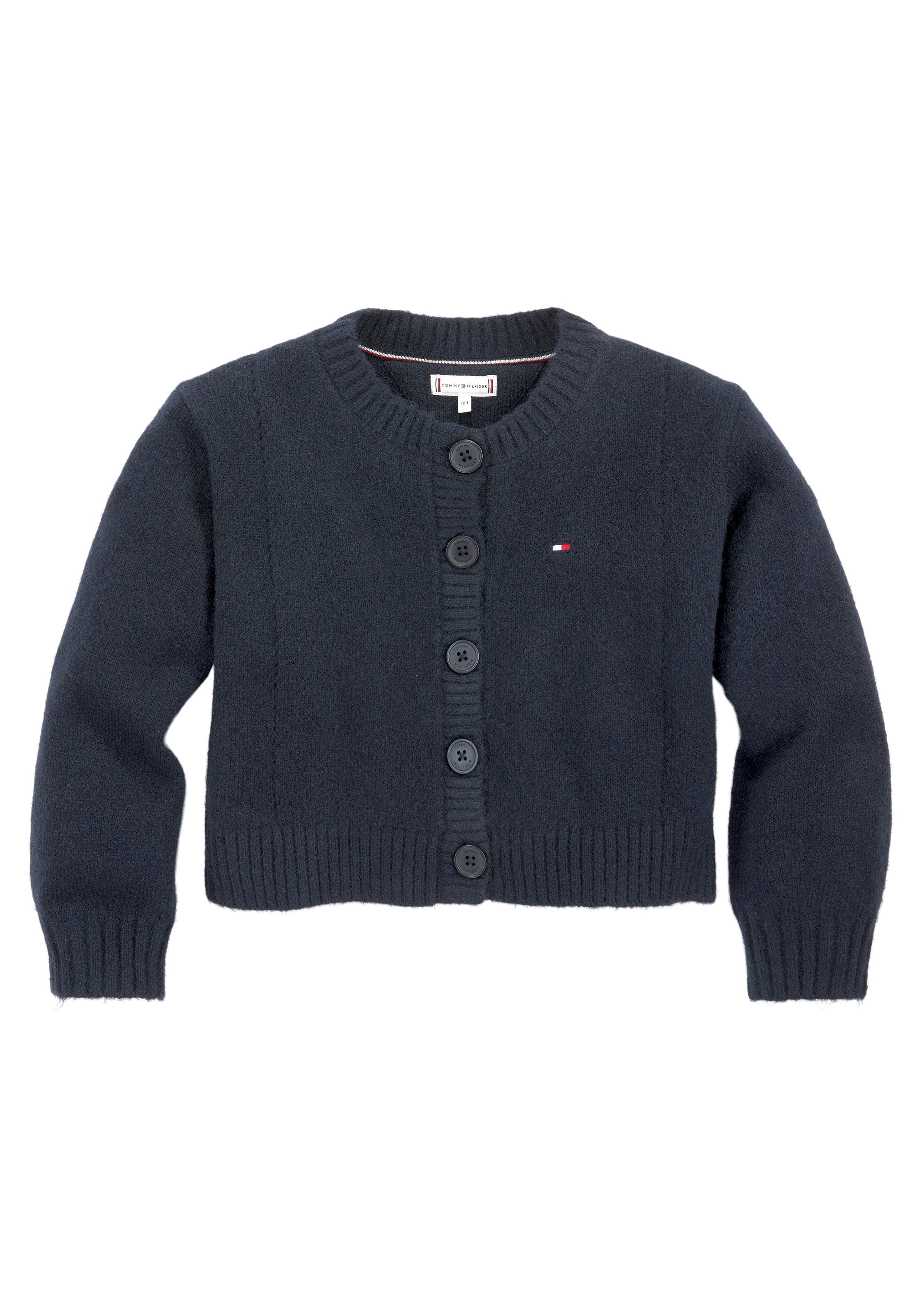 Tommy Hilfiger Strickjacke TOMMY POINTELLE CARDIGAN Kinder Kids Junior MiniMe,mit dezenter Labelflag