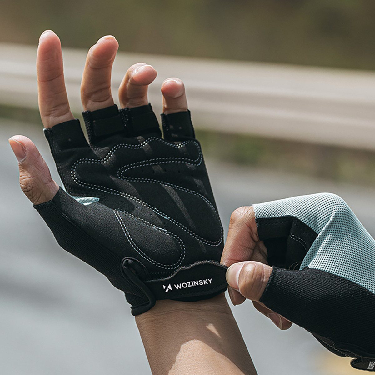 Wozinsky Fahrradhandschuhe WRR-02 (1 Paar) Griffige Fahrradhandschuhe mit Ausziehhilfen handschützend – Bild 5 von 5