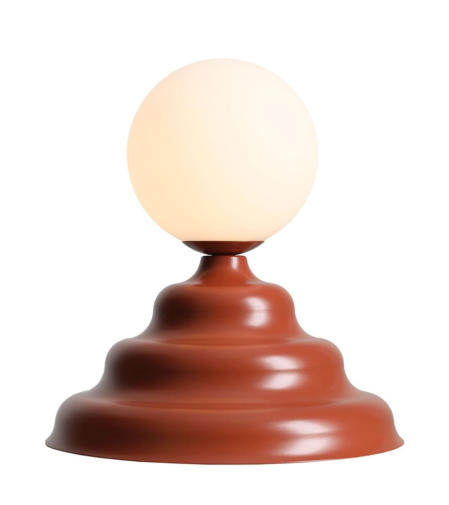 Licht-Erlebnisse Tischleuchte NAREN, Metall Glas G9 rund D: 23 cm 24 cm hoch Ziegelrot Weiß Modern