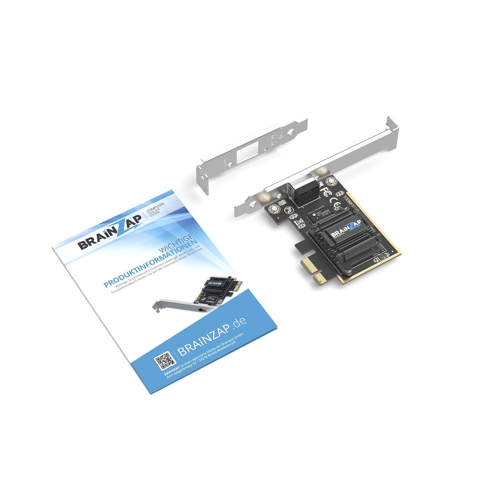 BRAINZAP 2.5 Gbit/s PCIe Gigabit LAN Netzwerkkarte Netzwerk-Adapter PCI-Express zu RJ-45, Ethernet, RJ-45, 2.5 Gbit/s