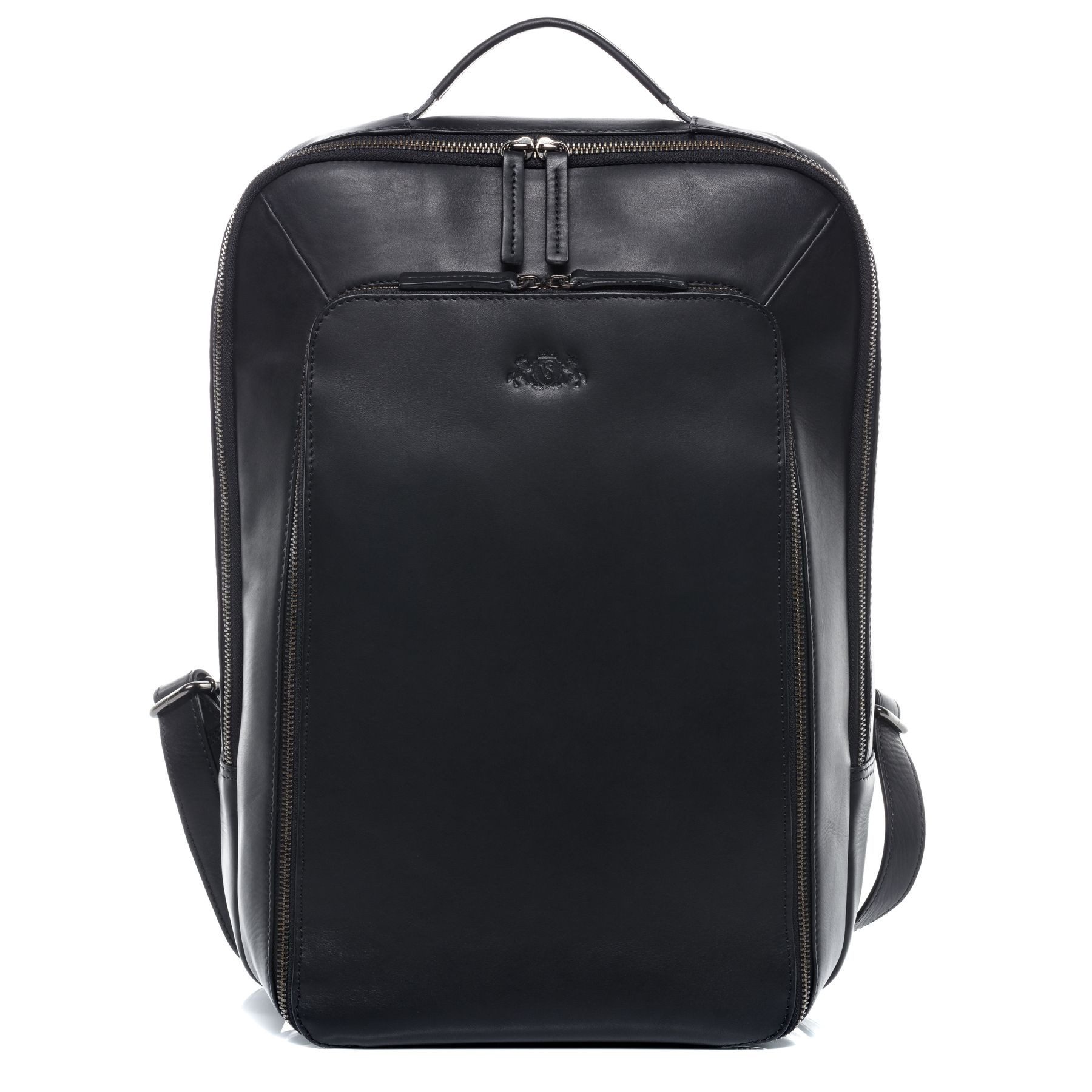 SID & VAIN Rucksack echt Leder Rucksack groß 15 Zoll Laptop Fach schwarz, Tagesrucksack 15,4 Zoll Echtleder, Leder-Rucksack Damen Herren schwarz