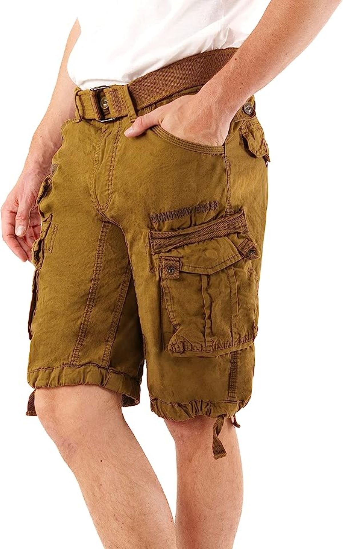 Geographical Norway Cargoshorts Herren – Kurze Hose aus Baumwolle, Regular Fit (Packung, 1-tlg) Bermuda Shorts mit Gürtel & Cargotaschen, Größe S–5XL