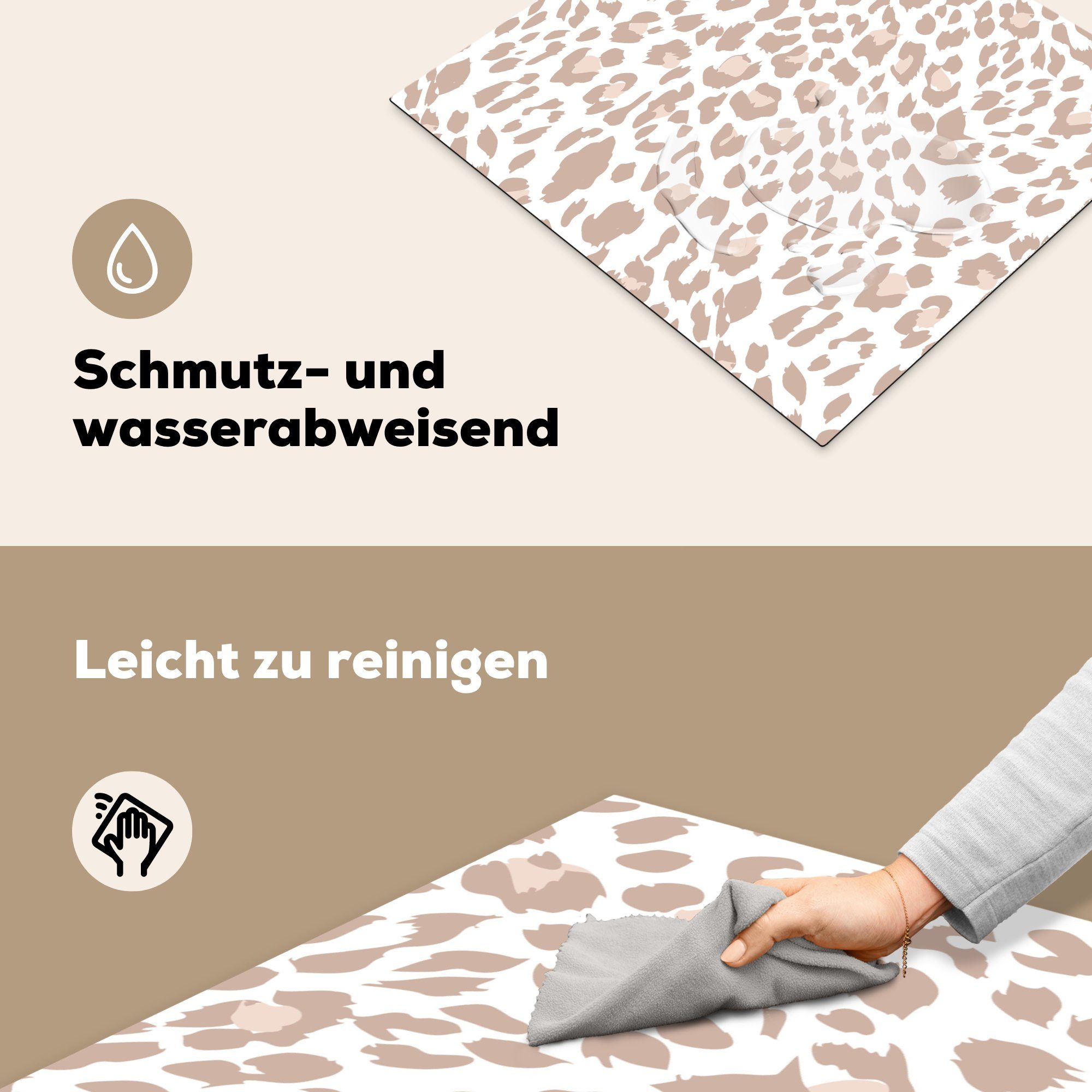 Vinyl, Induktionsmatte Panther - tlg), cm, - MuchoWow für (1 Ceranfeldabdeckung Pastell, Tiermuster die 59x52 küche, Herdblende-/Abdeckplatte