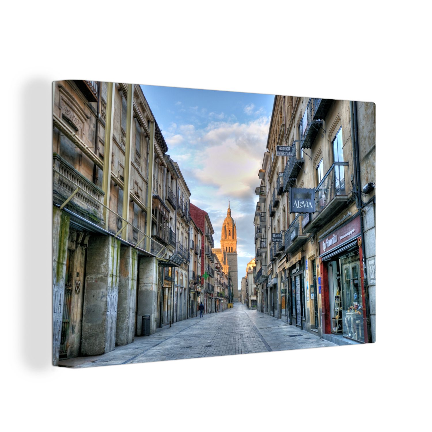 OneMillionCanvasses® Leinwandbild Salamanca - Spanien - Einkaufsstraße, (1 St), Wandbild Leinwandbilder, Aufhängefertig, Wanddeko, 30x20 cm