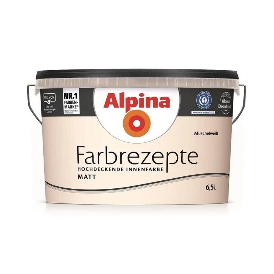 Alpina Wand- und Deckenfarbe Farbrezepte 6,5 Liter Muschelweiß Matt