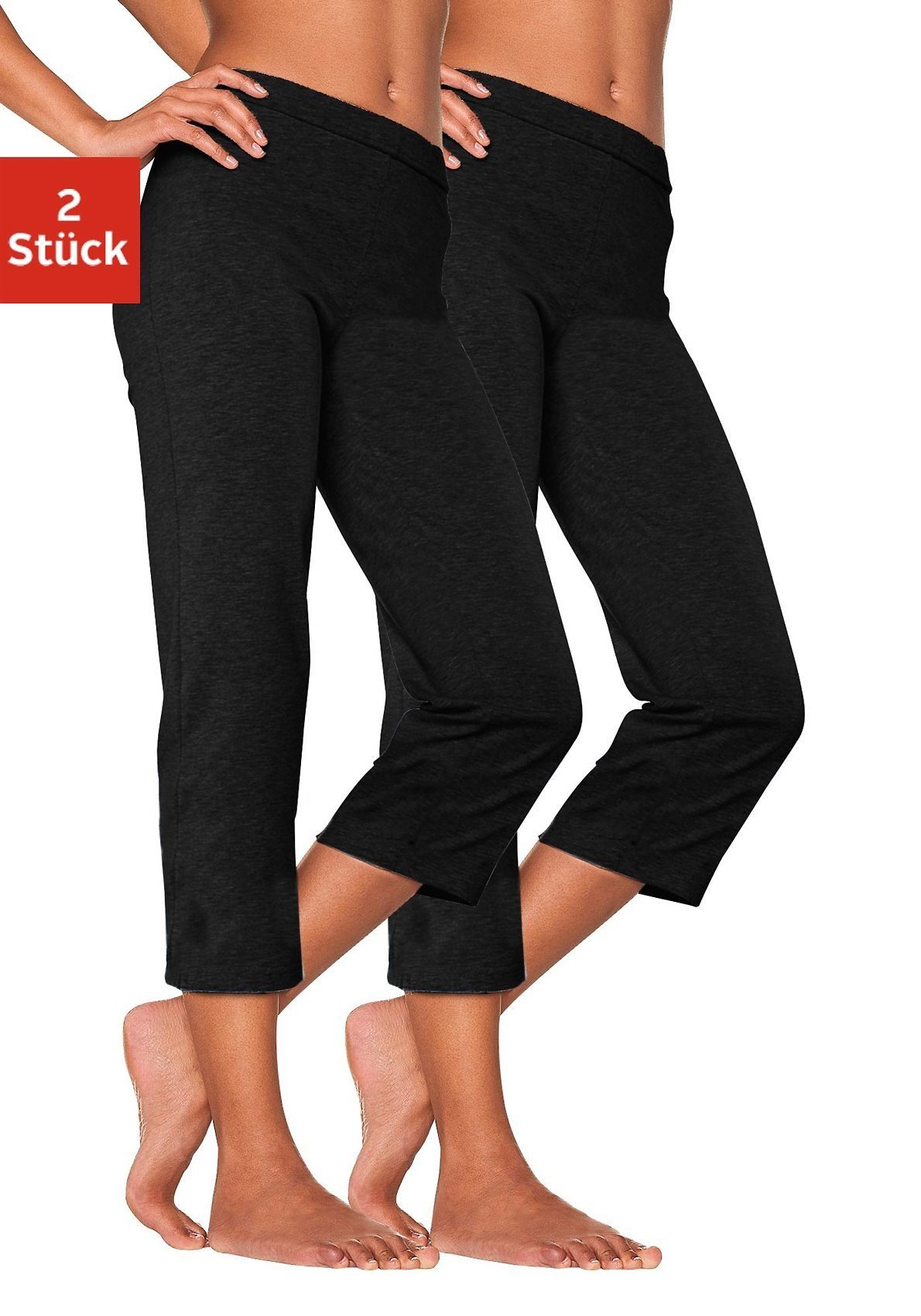 Vivance Active by Lascana Caprihose (2er-Pack) mit Gummibund, Loungewear