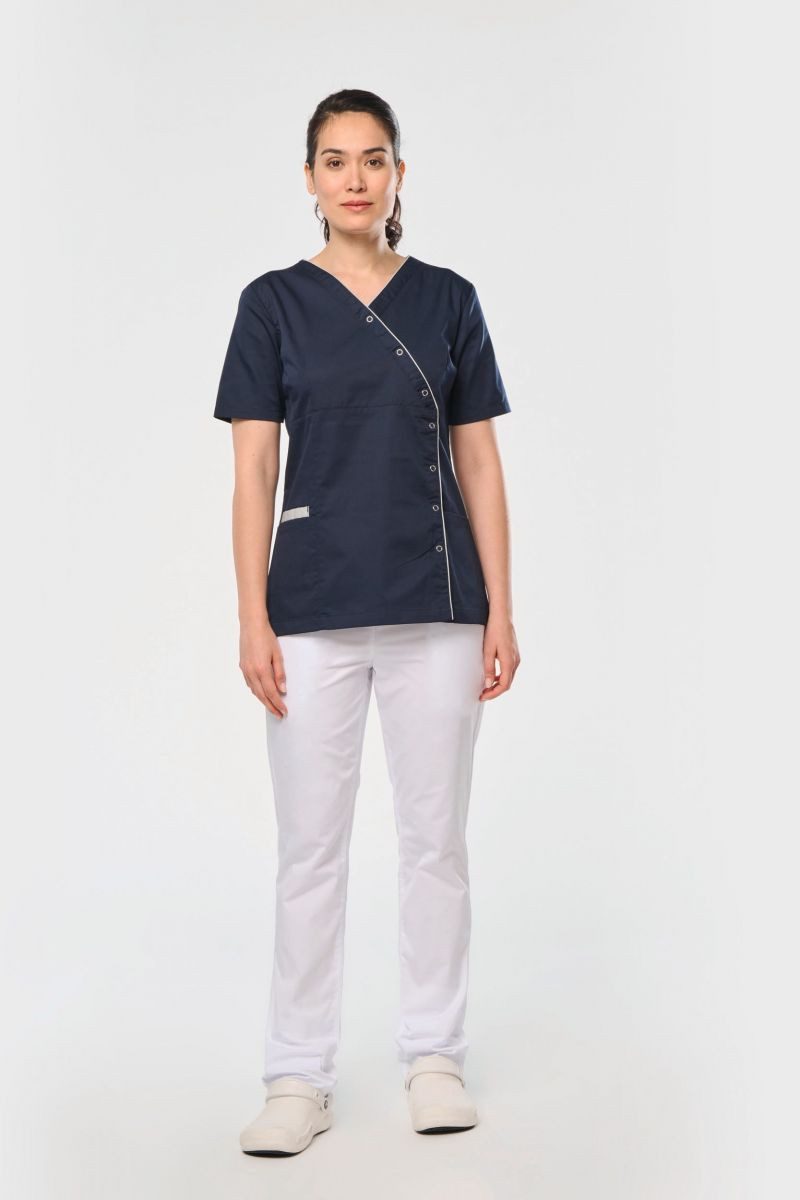 WK. Designed To Work Kittelschürze Damenkittel aus Baumwollpolyester mit Druckknöpfen – Bild 3 von 5