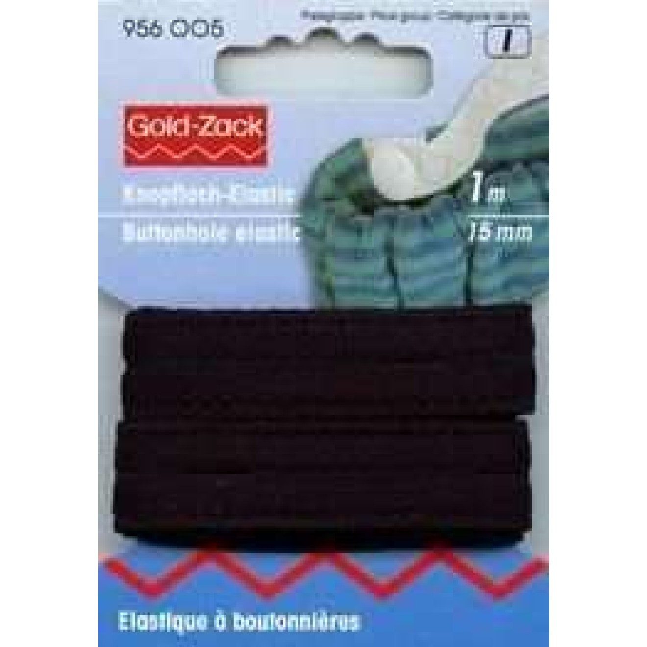Prym Stricknadeln Knopfloch-Elastic Velours 15 mm 15 mm schwarz 1 m