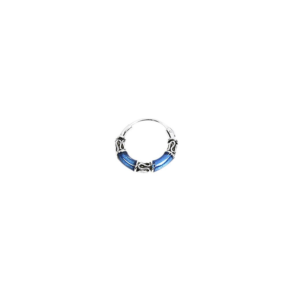 Single-Creole 925 Silber Bali Blau Klein Ohrring 14mm Ohrhänger