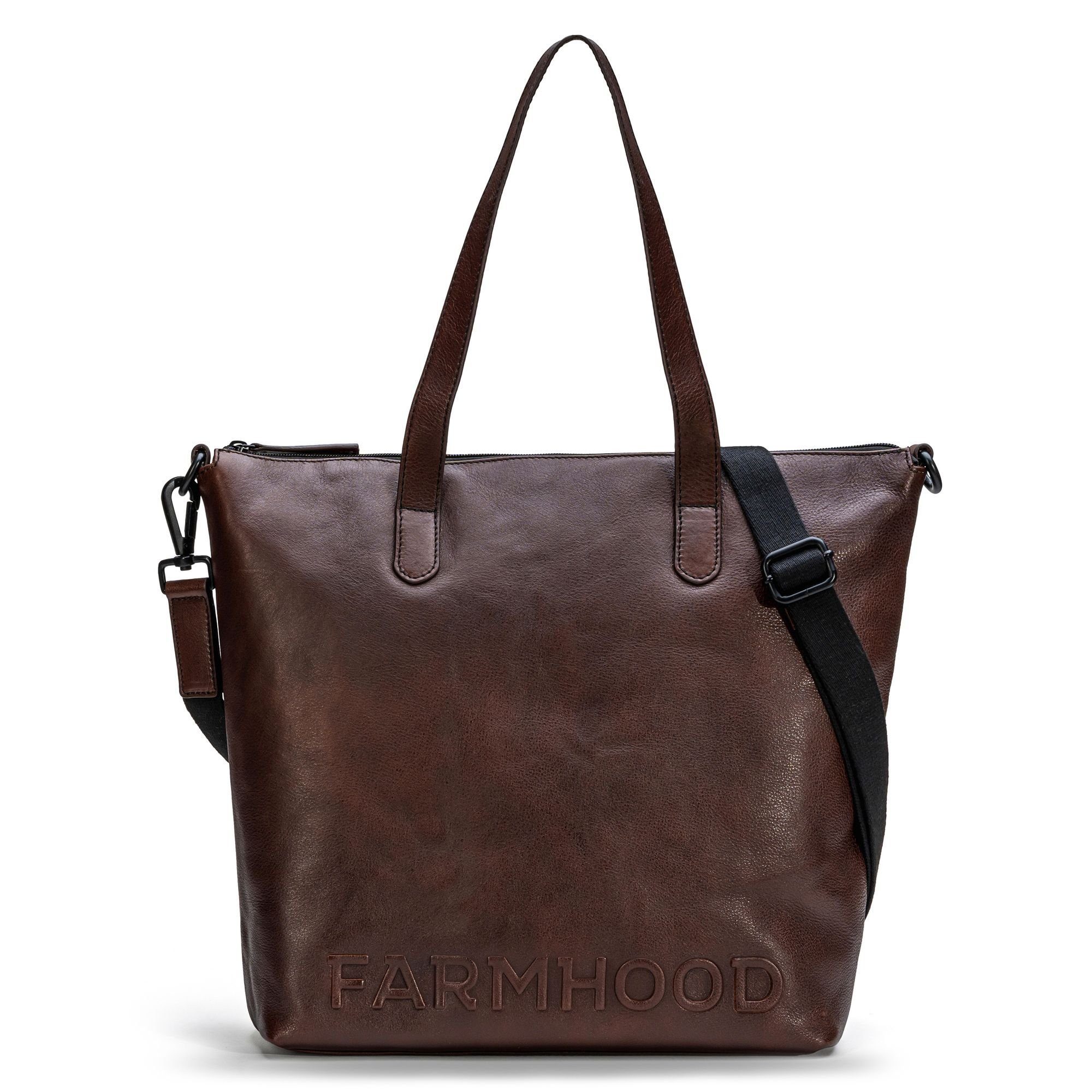 Farmhood Schultertasche Memphis, Leder dark brown