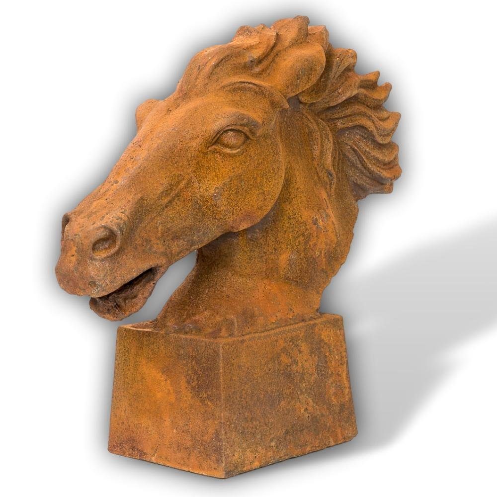 Aubaho 20kg Gartenfigur Eisen Skulptur Figur iron sculpture horse Pferdekopf Pferd Büste