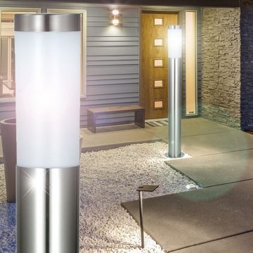 Globo LED Außen-Stehlampe, 2er Set RGB LED Außen Steh Lampen Edelstahl Fernbedienung