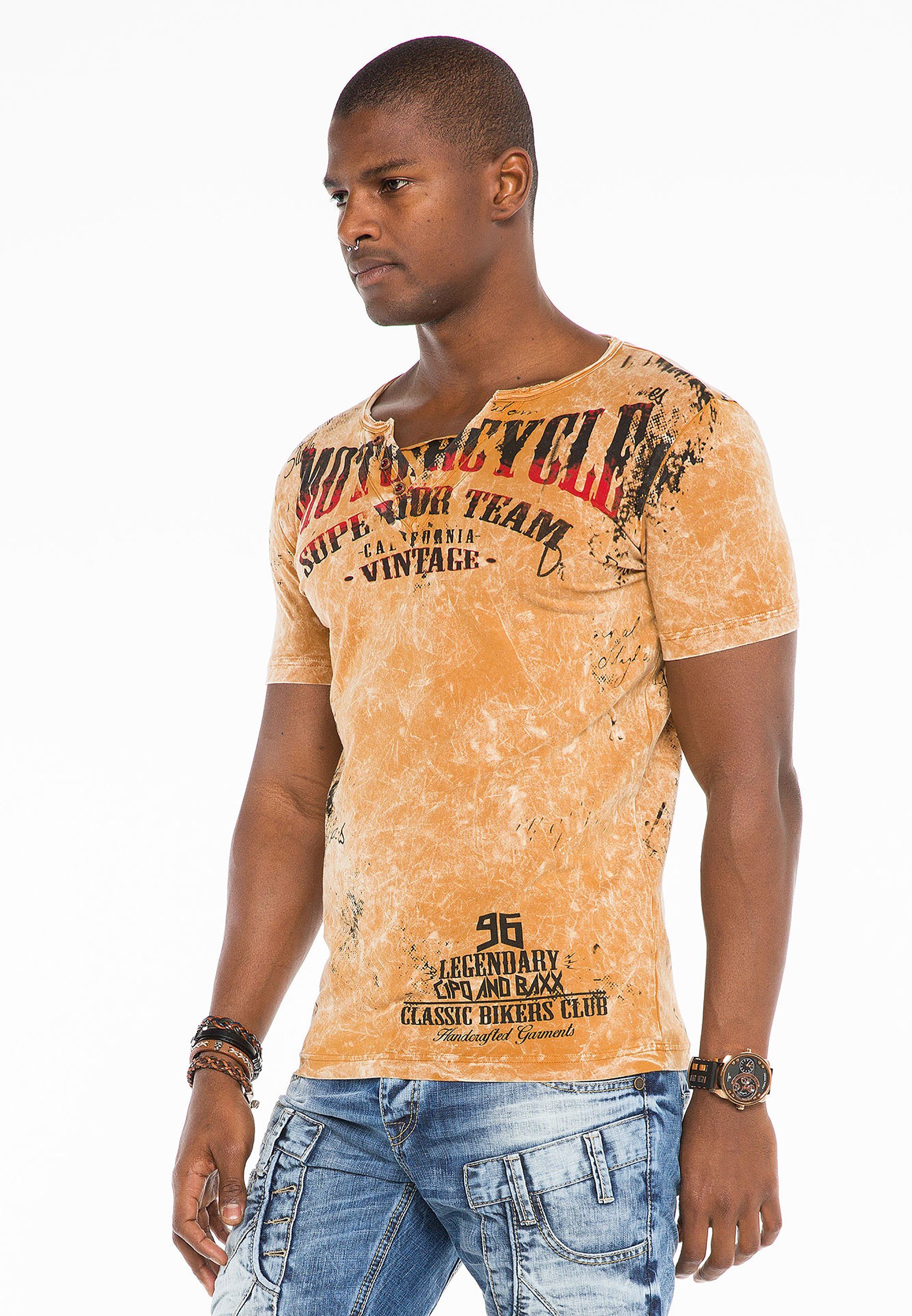 gelb Style Henley im Baxx & T-Shirt Cipo