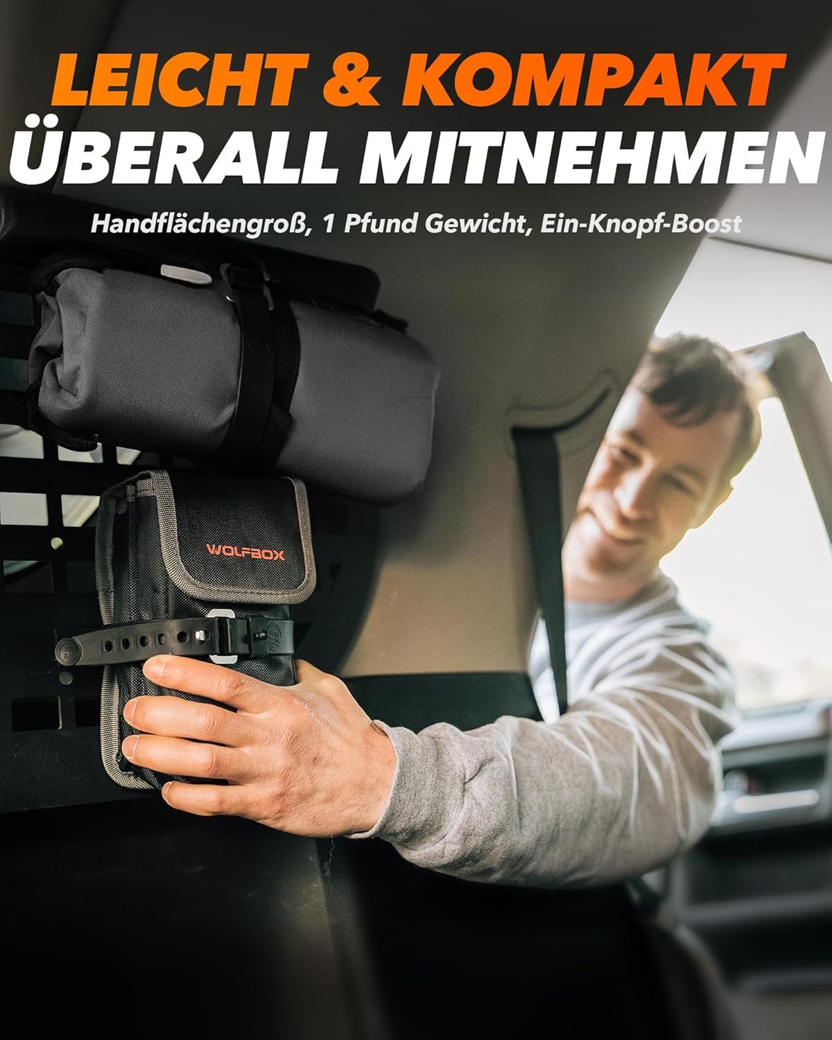 WOLFBOX 2000/4000 A Jump Starter, 12V Car Jump Starter with LED Flashlight (12V, 1 pc), with High-Resolution LCD Screen