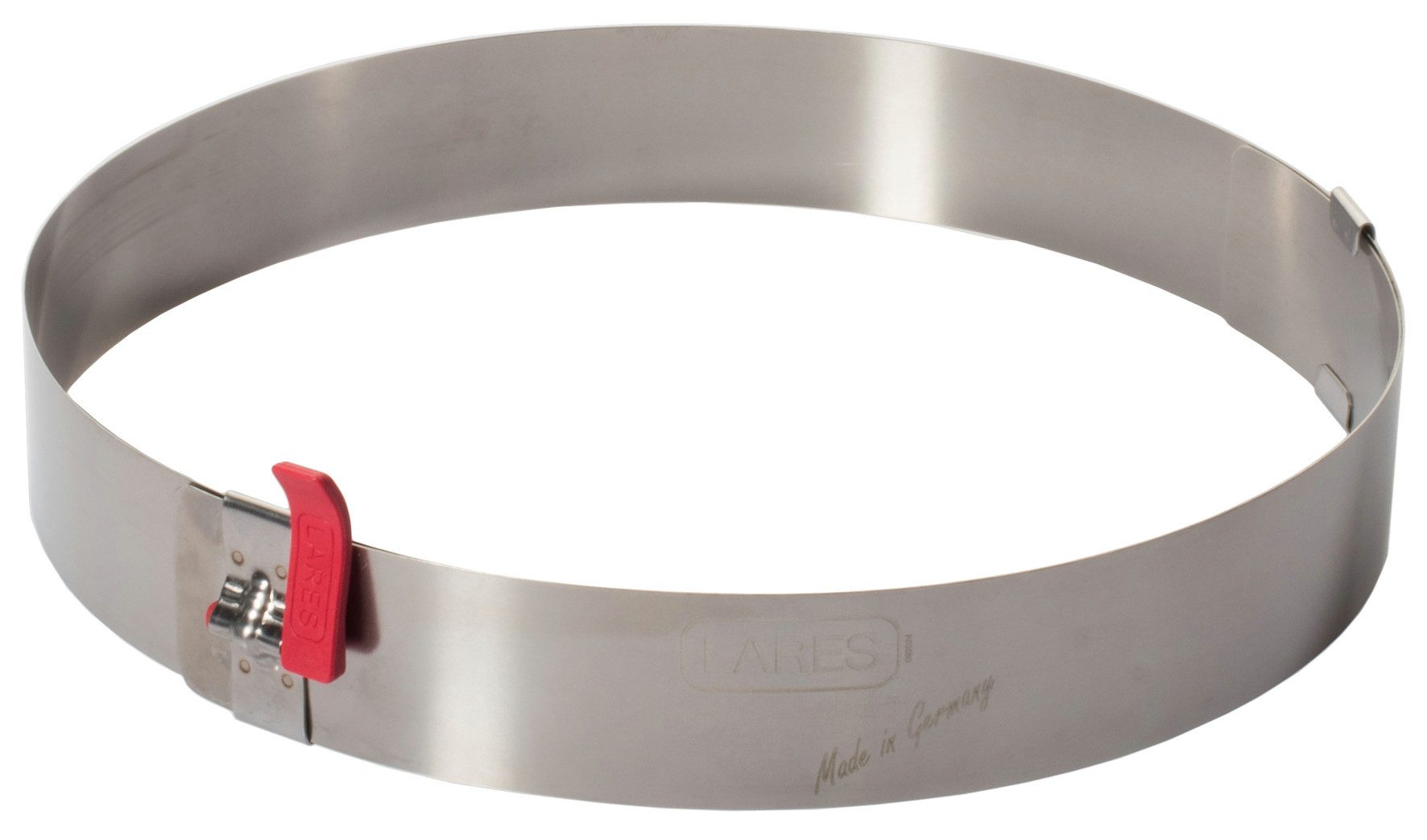 LARES Tortenring Backring aus Edelstahl - Größen verstellbar 18-30 cm - mit Skala, Edelstahl, mit Klemmhebel und ohne Boden - Spülmaschinenfest - Made in Germany