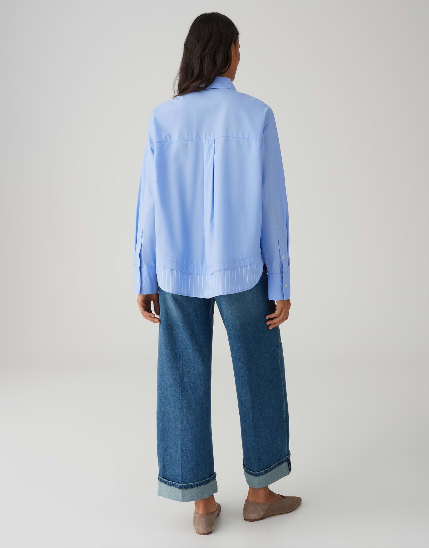 OPUS Hemdbluse Favia aus Baumwoll Popelin Regular Fit lockere Passform, gerader Schnitt, hinten länger