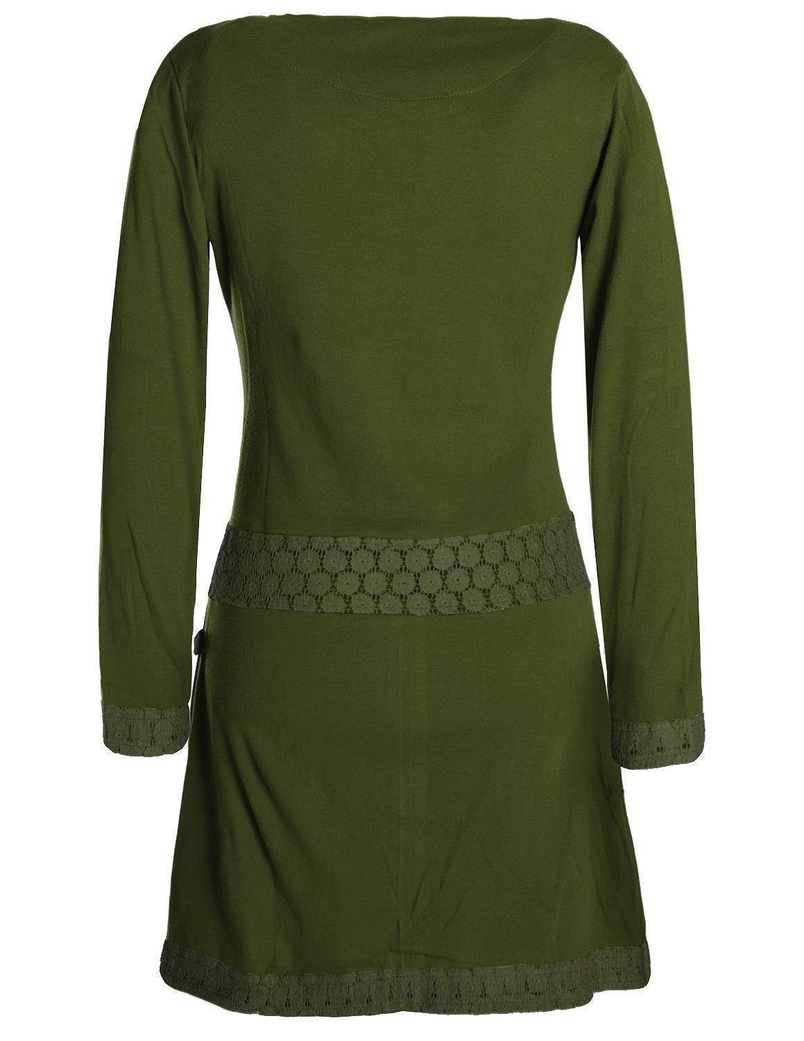 Vishes Tunikakleid Langarm Shirt Kleid Jersey Hippie Blumen Sidebag Boho, G günstig online kaufen