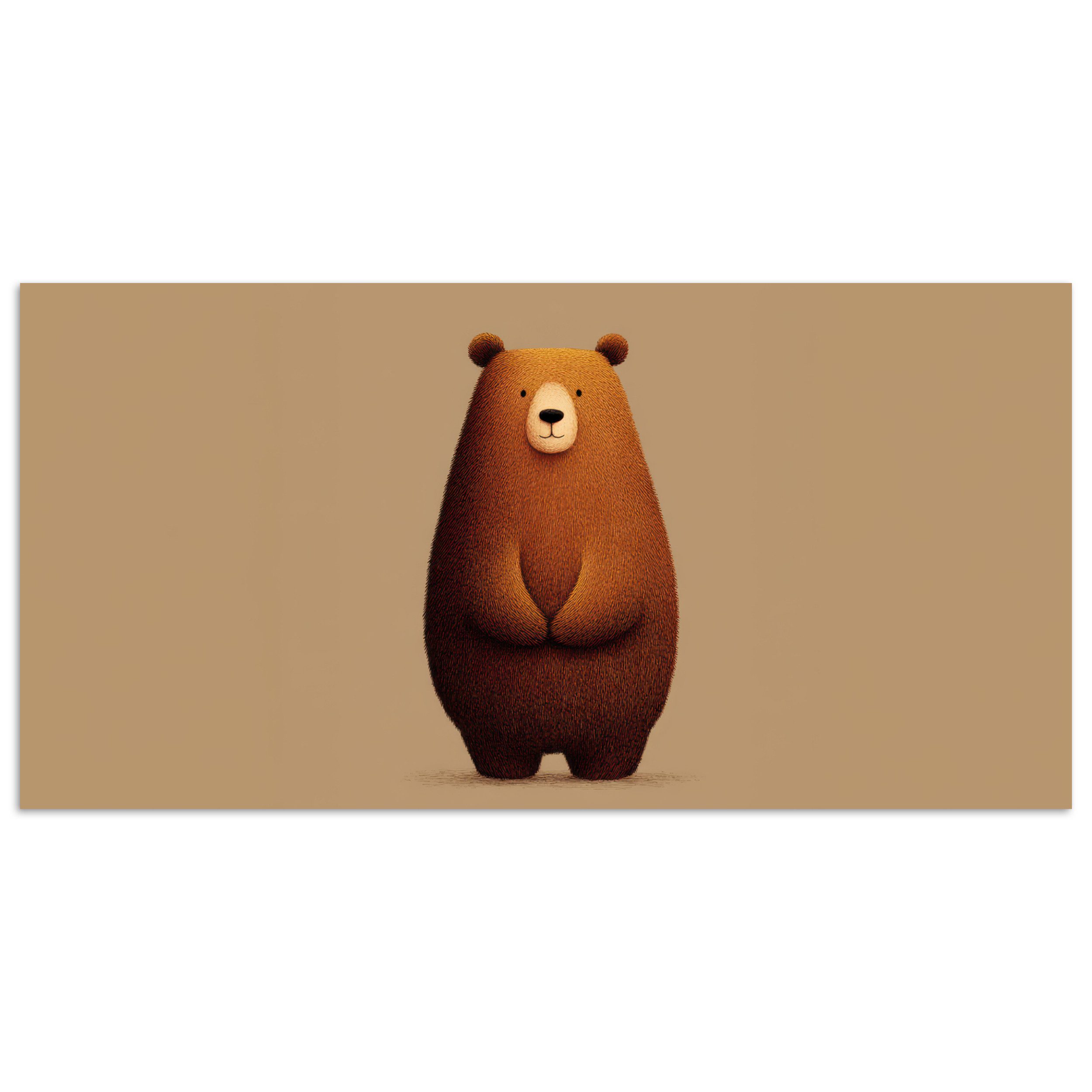 MuchoWow Poster Bär - Minimalistisch - Braun, (1 St), Poster ohne Rahmen, Wandbild, Wandposter, 40x20 cm