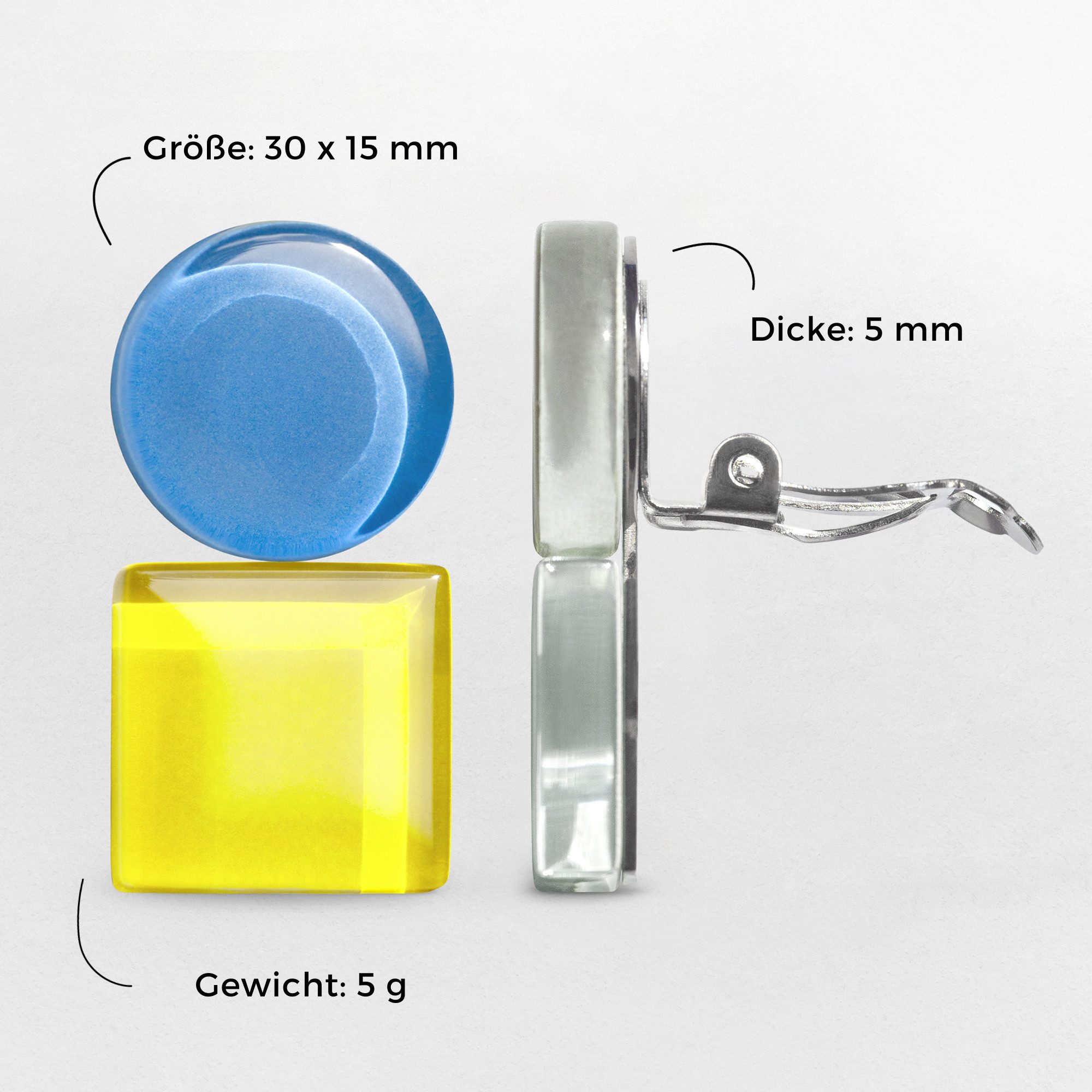 ALEXASCHA Paar Ohrclips Geometrische Clip Ohrringe im Bauhaus Design • Statement Ohrclips