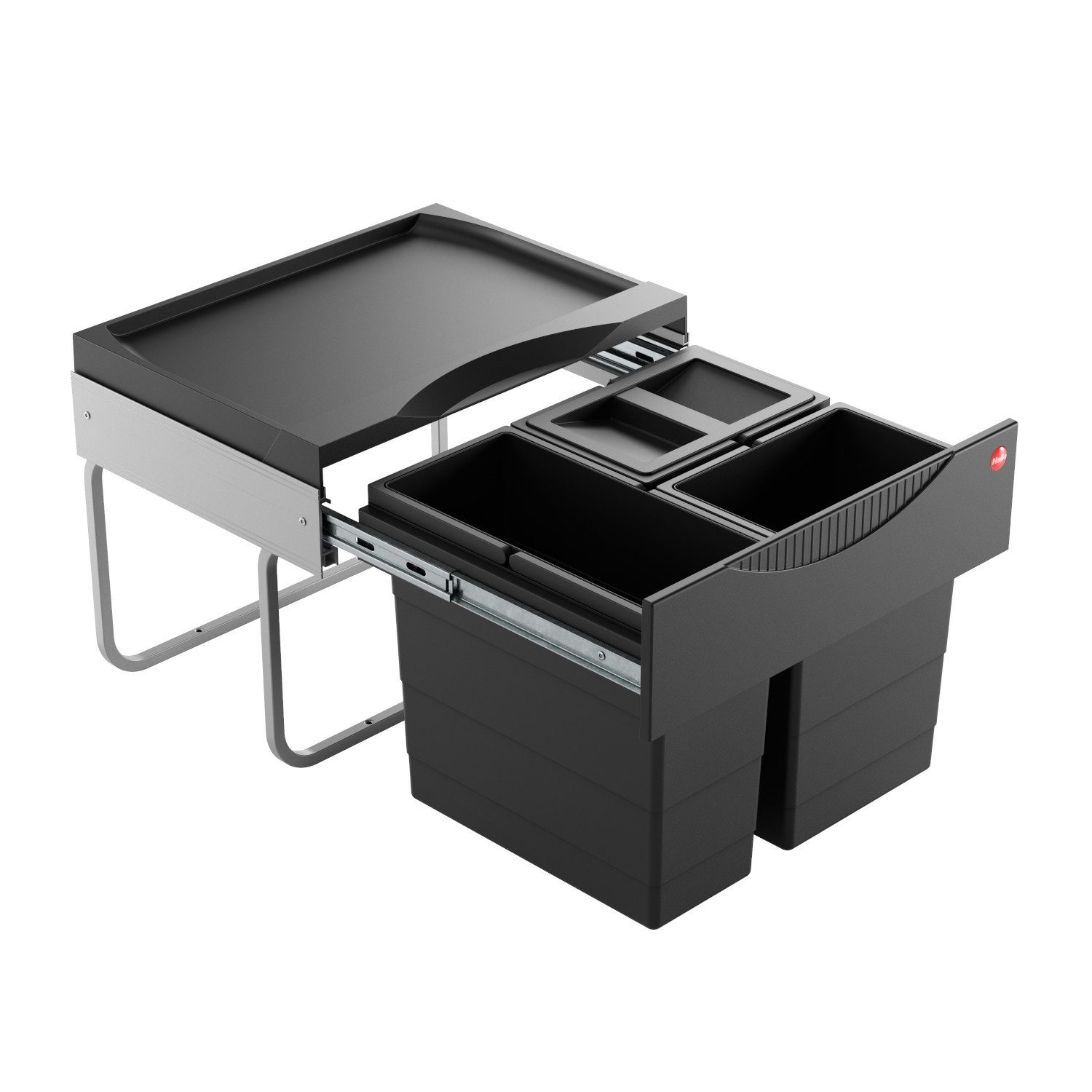 Hailo Einbaumülleimer Hailo Abfallsammler 3644931 Swin Raumspar-Tandem-S 2x 8,5+12 L schwarz, Ausziehbar