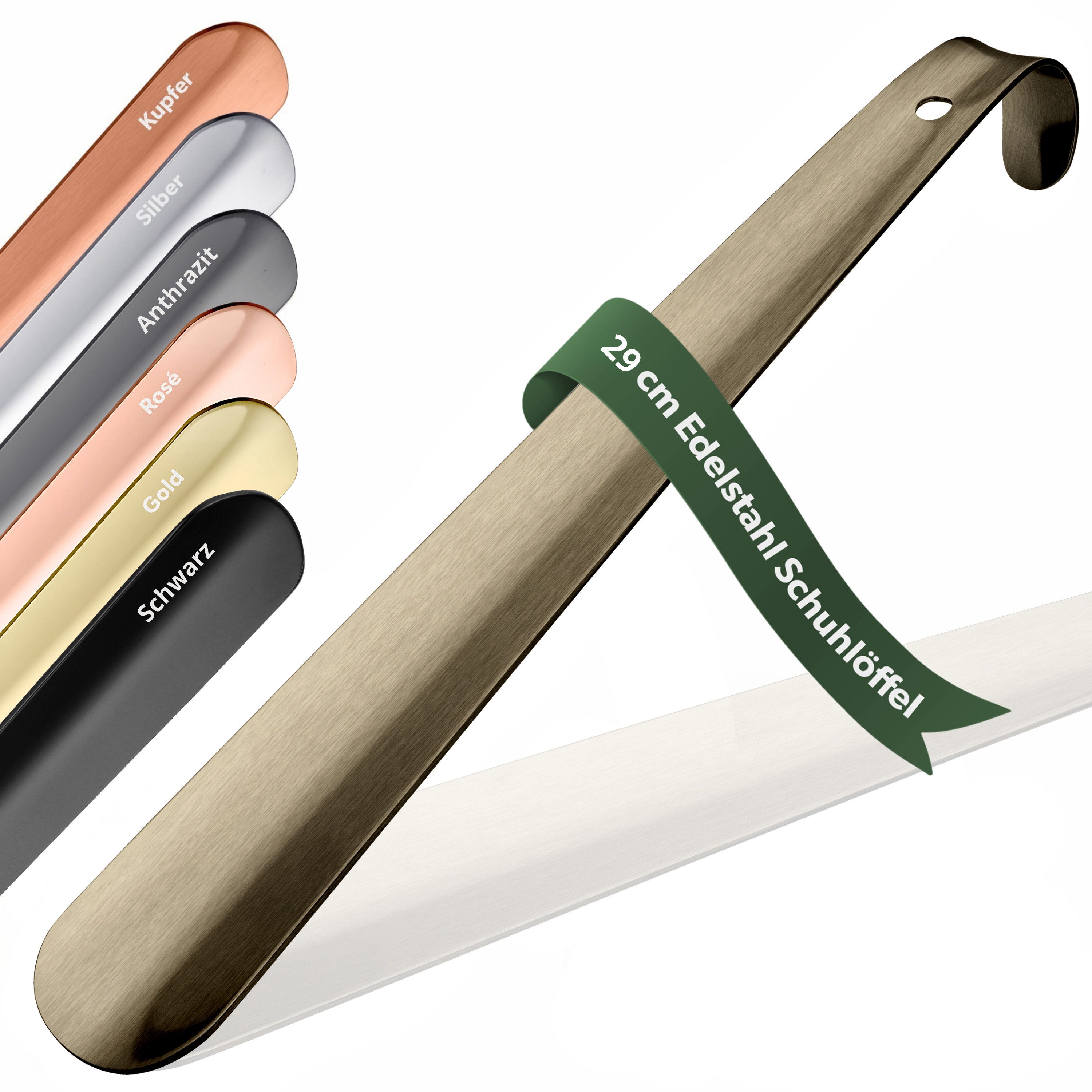 JK Trade Schuhlöffel 29cm Edelstahl Vintage poliert (1-tlg., klein & stabil), für jede Sporttasche – Aufhängbar & hochwertig verarbeitet