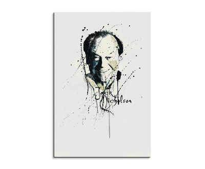 Sinus Art Leinwandbild Jack Nicholson 90x60cm Keilrahmenbild Kunstbild Aquarell Art Wandbild auf Leinwand fertig gerahmt O