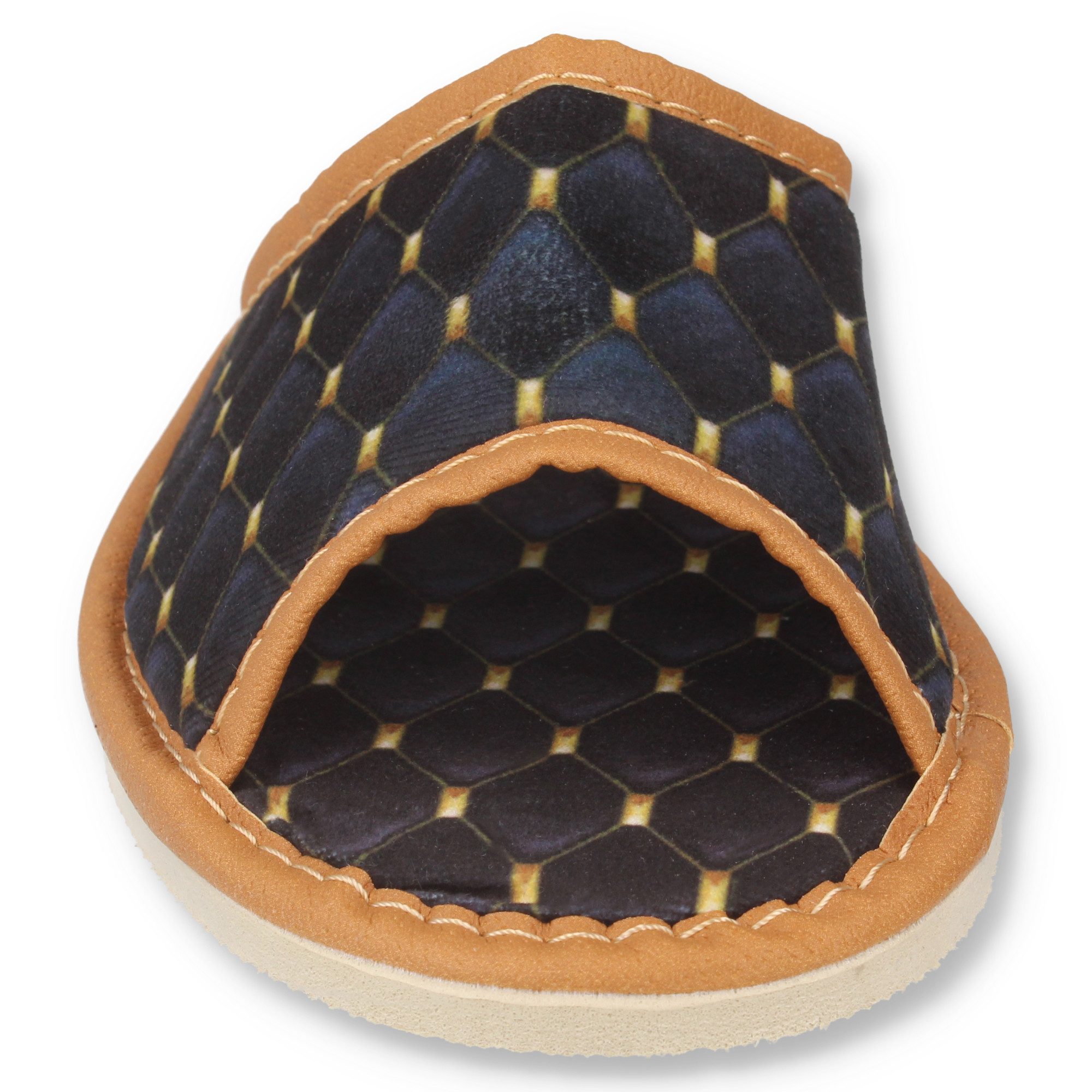 filsko Miskolc Damen Hausschuh Rautenmuster, Samtmaterial