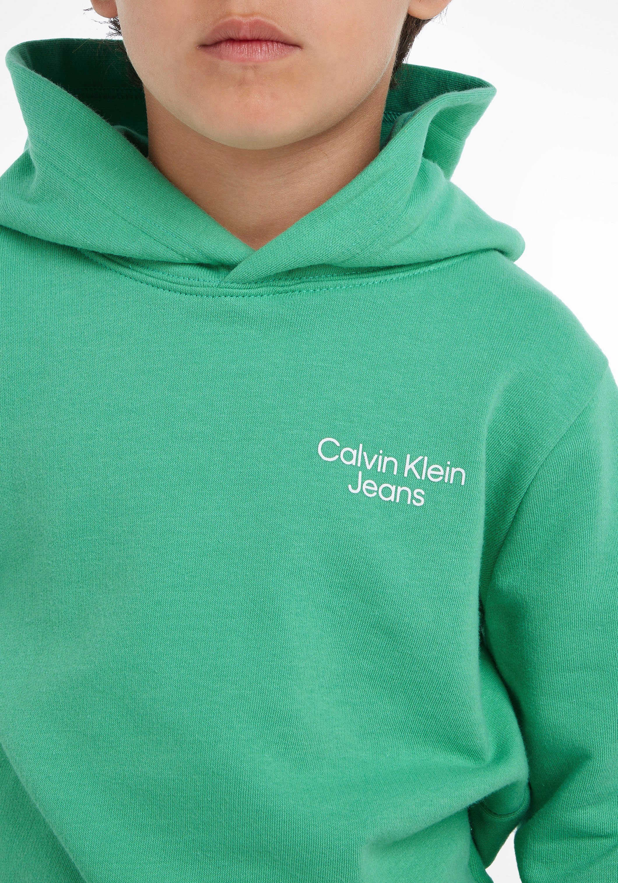 Calvin STACK Jeans Klein Kapuzensweatshirt LOGO grün HOODIE CKJ