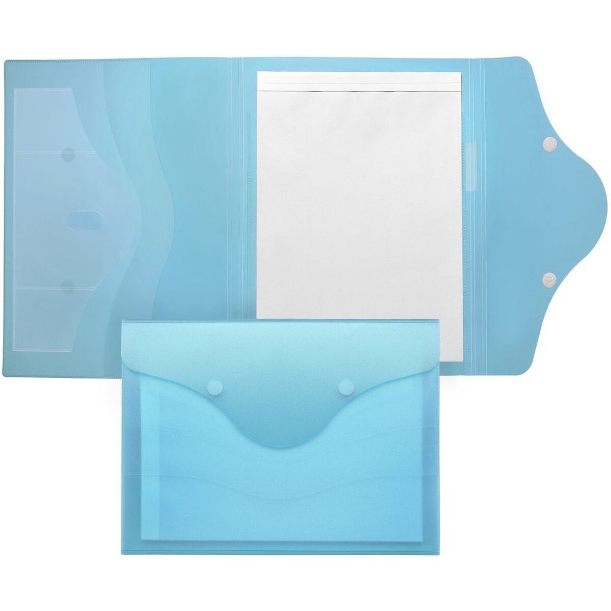FOLDERSYS Schreibmappe Schreibmappe A4 PP mit Schreibblock Klettverschluss blau transluzent