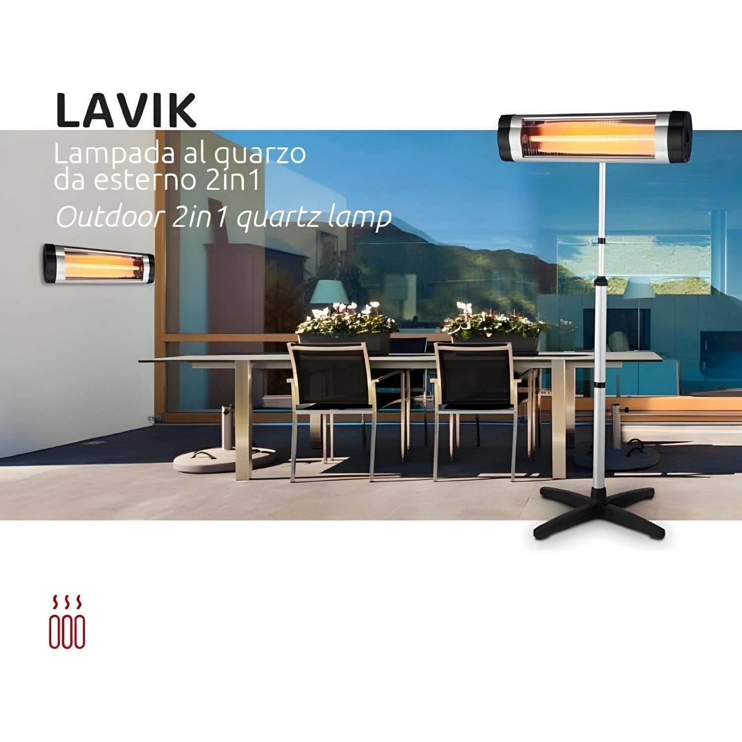 Melchioni Heizgerät LAVIK Quarz-Elektroheizer Wasserdicht und verstellbar