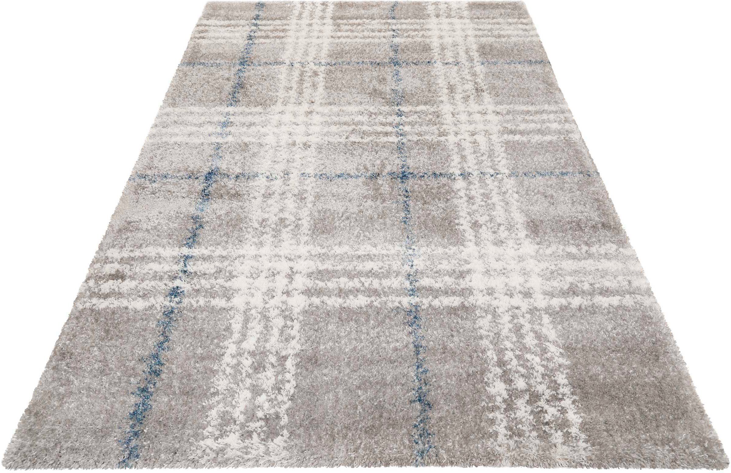 Esprit Hochflor-Teppich Nora ESP-80336, rechteckig, Höhe: 30 mm, Shaggy, Langflor, mit Karo-Muster, Wohnzimmer