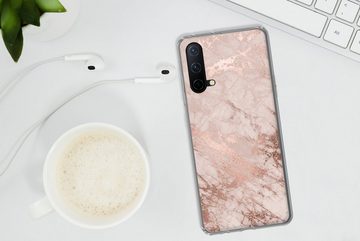 MuchoWow Handyhülle Marmor - Rosa - Luxus - Marmoroptik - Glitzer - Design, Phone Case, Handyhülle OnePlus Nord CE 5G, Silikon, Schutzhülle