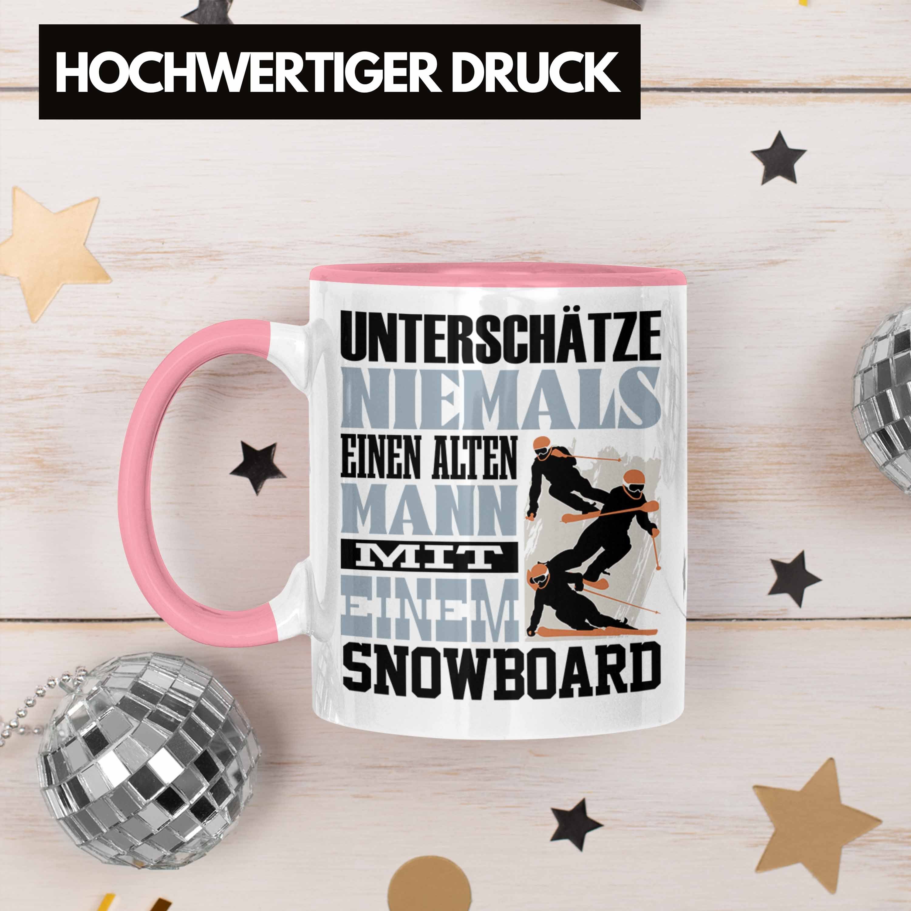 Trendation Tasse Snowboard Tasse Spruch Rosa Untersch für Geschenk Snowboardfahrer Lustiger