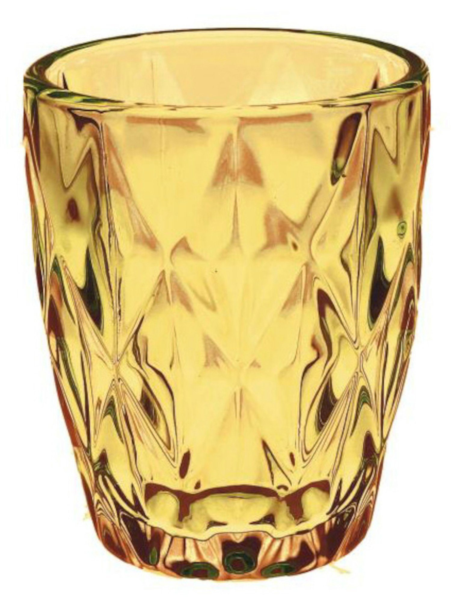Glas, facettierte und im Stile geschwungene Bernstein Rose Linien 270ml, Tumbler-Glas Wasserglas Landhaus Vintage Mehrzweckglas & Tulpani